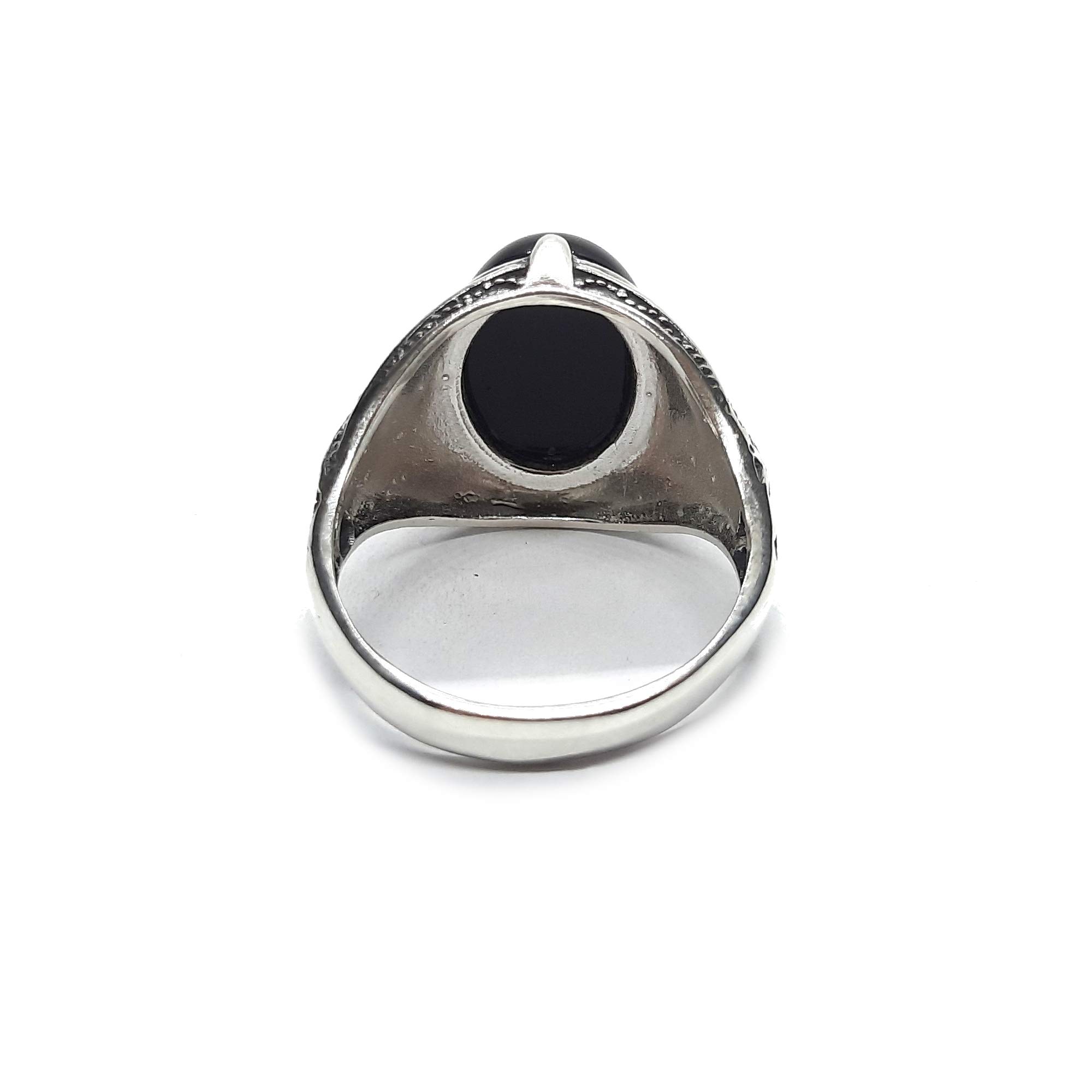 Anello da uomo in argento sterling con 16x12mm onice nero autentico solido marchiato 925