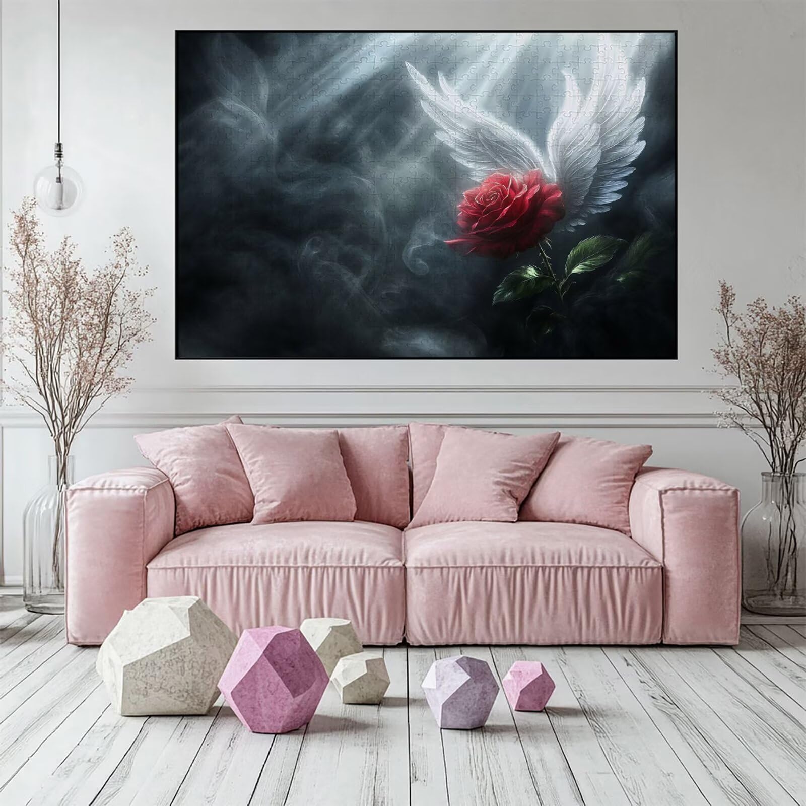 Puzzle 4000 elementów różowe puzzle dla dorosłych skrzydło 141x87cm Unikalne rzemiosło klasyczne 3D drewniana układanka do rodzinnych gier aktywnych, układanka do samodzielnego wykonania nawet do