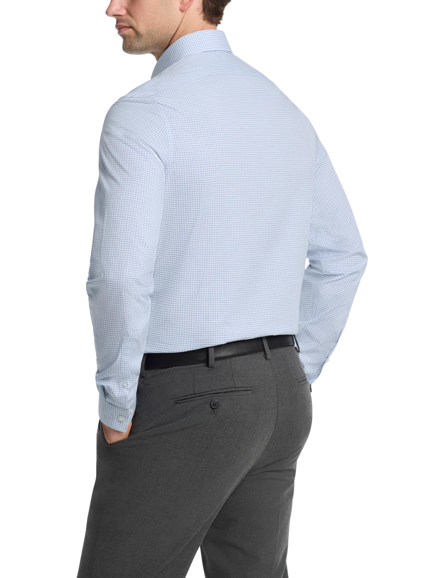 Condition photo showing New/Like New for Calvin Klein Men's Dress Shirt Slim Fit Non Iron Herringbone French Cuff, Neck 15.5, Length 34/35