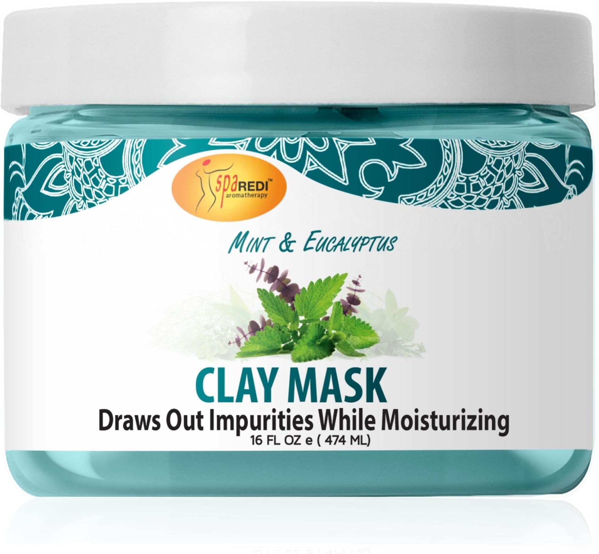 SPA REDIClay Mask, Mint and Eucalyptus, 16 Oz - Pedicure and Body Deep Cleansing, Skin Pore Purifying, Detoxifying and Hydrating
