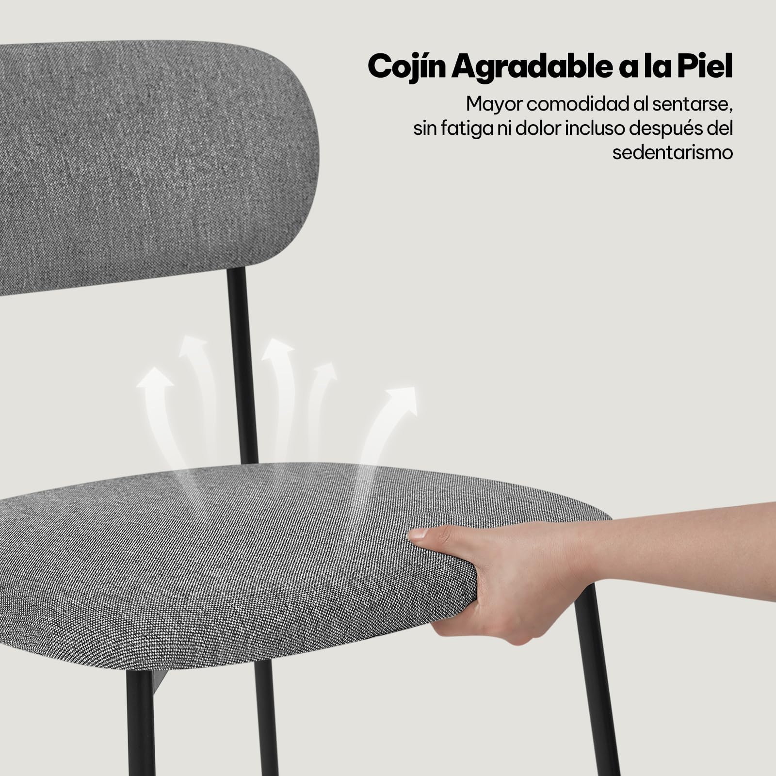 Lestarain 4X Sillas Comedor con Respaldo, Sillas Cocina con Asiento Tapizado, Sillas Modernas para Dormitorio, Salón y Cocina, Sillas Comedor Nórdicas, Lino, Gris Oscuro