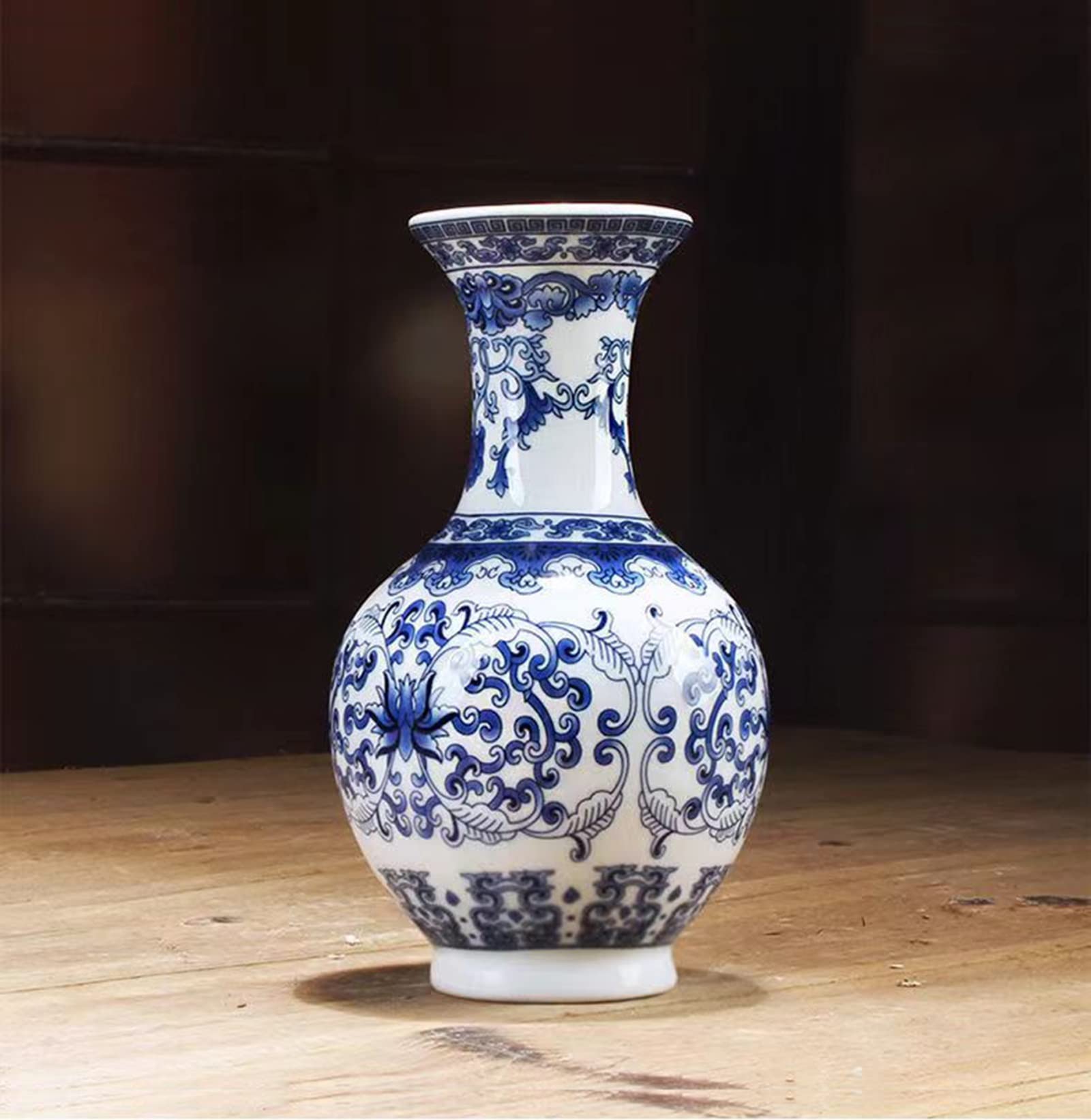 Amazon.co.jp: 青と白の花瓶 中国陶磁器花瓶 景徳鎮 磁器 小さな花瓶 