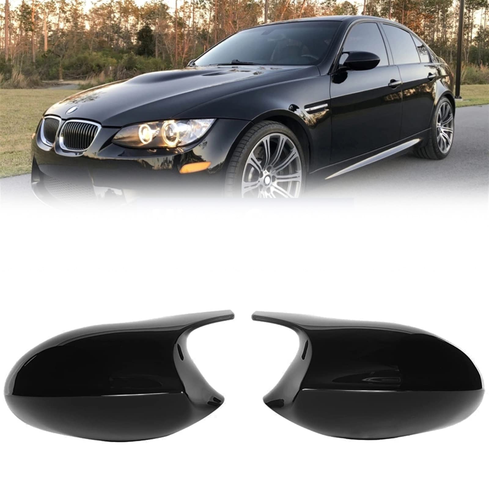 Rétroviseur aile couvre noir brillant pour BMW Série 1 et 3 E90 E92 E87
