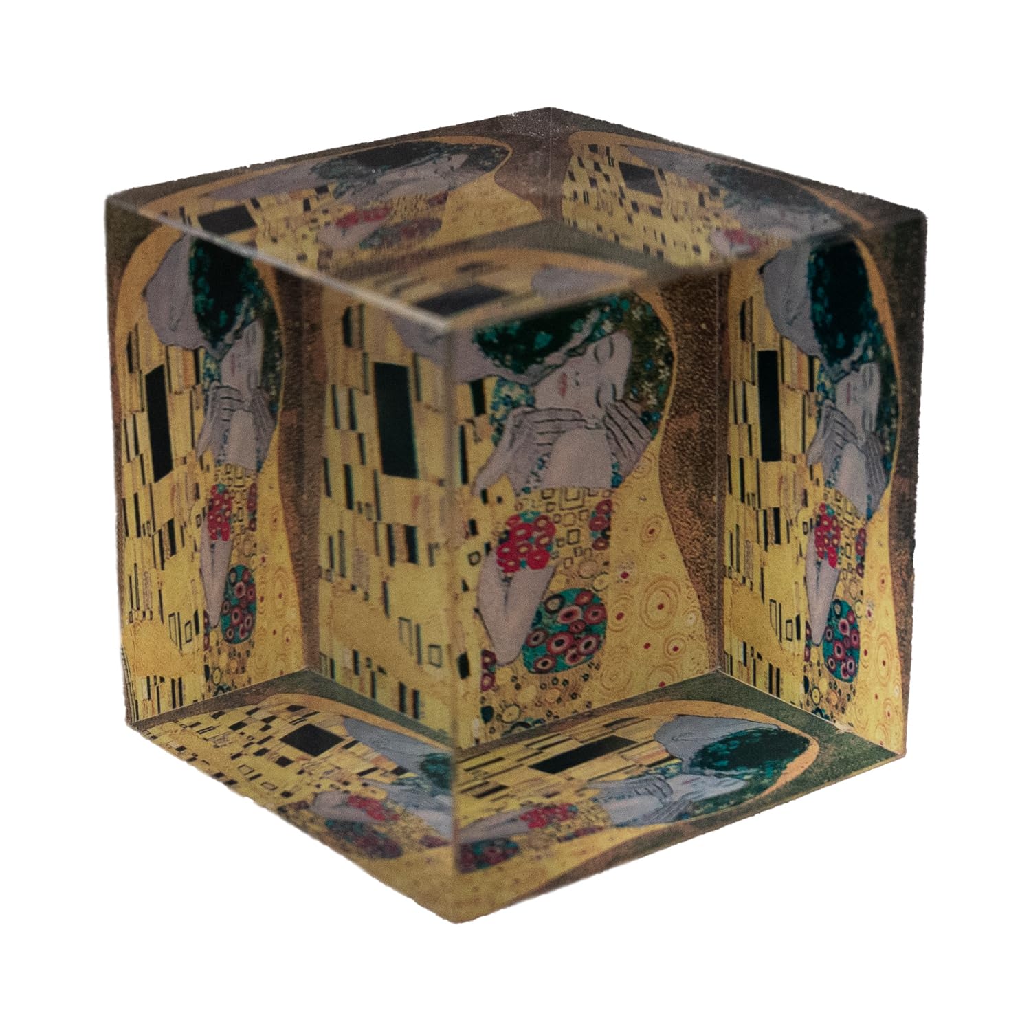 KLIMT - The Kiss Square Glass Paperweight 6 x 6 cm — image 1