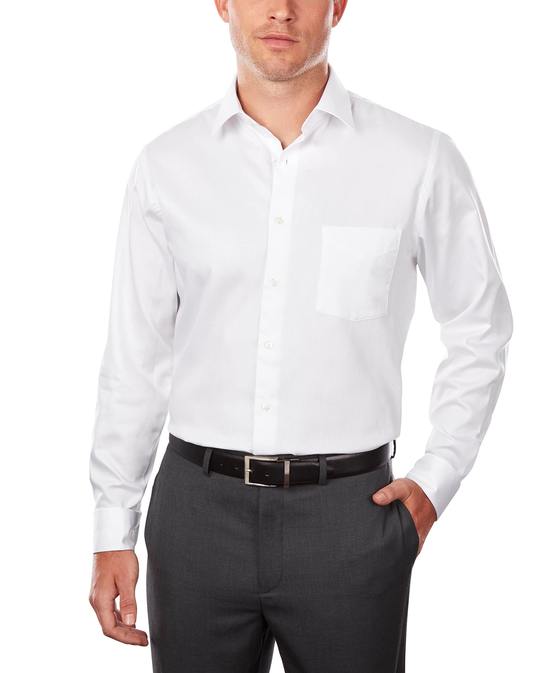 Van Heusenmens Dress Shirts Regular Fit Lux Sateen Stretch Solid Dress Shirt