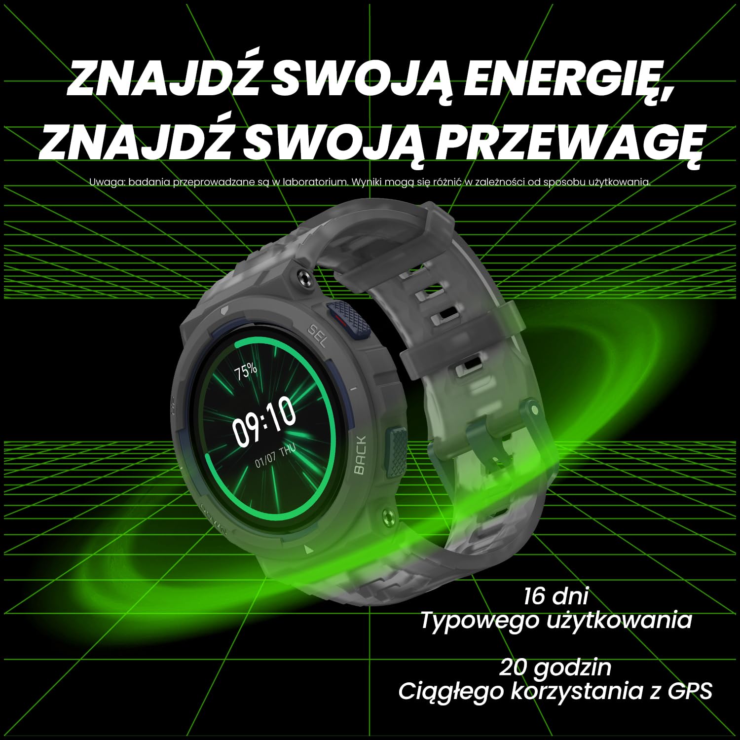 Amazfit Uniseks Active Edge W2212EU2N Smartwatch, Midnight Pulse, 1,75"