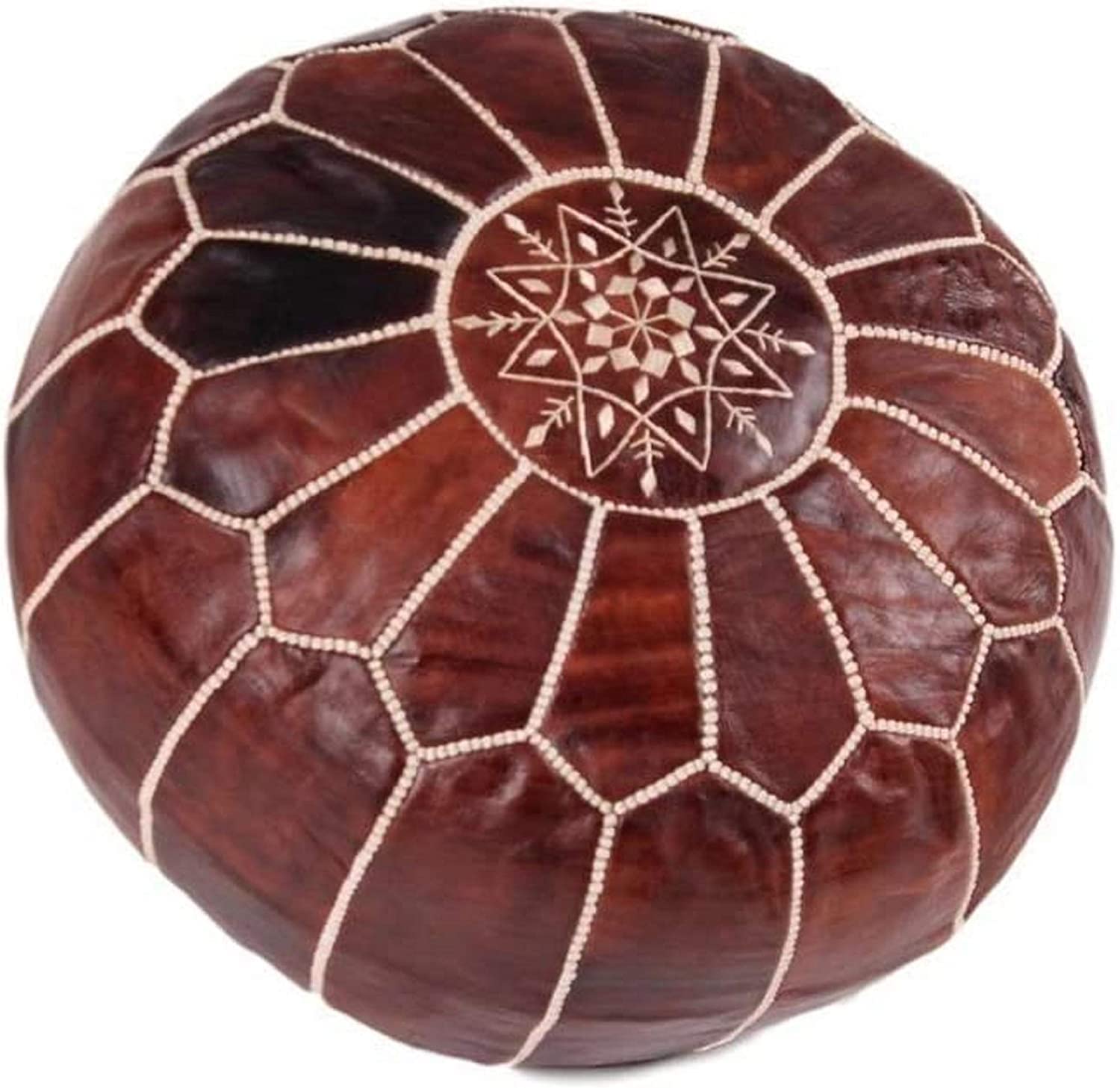 LEATHEROOZE Set of 2 Amazing Unstuffed Moroccan Pouf Tan Color Ottomans Poffes,Footstool poufs,100% Handmade Leather Poof 16X20X20 inch