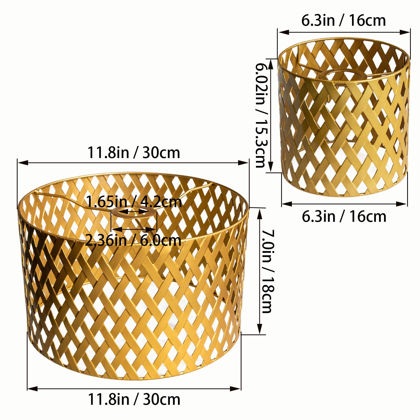 Osasy Set of 2 Pendant Lampshade Vintage Design, Easy Assembly without Tools Metal Round Lampshade, Hollow Carved - Image 3