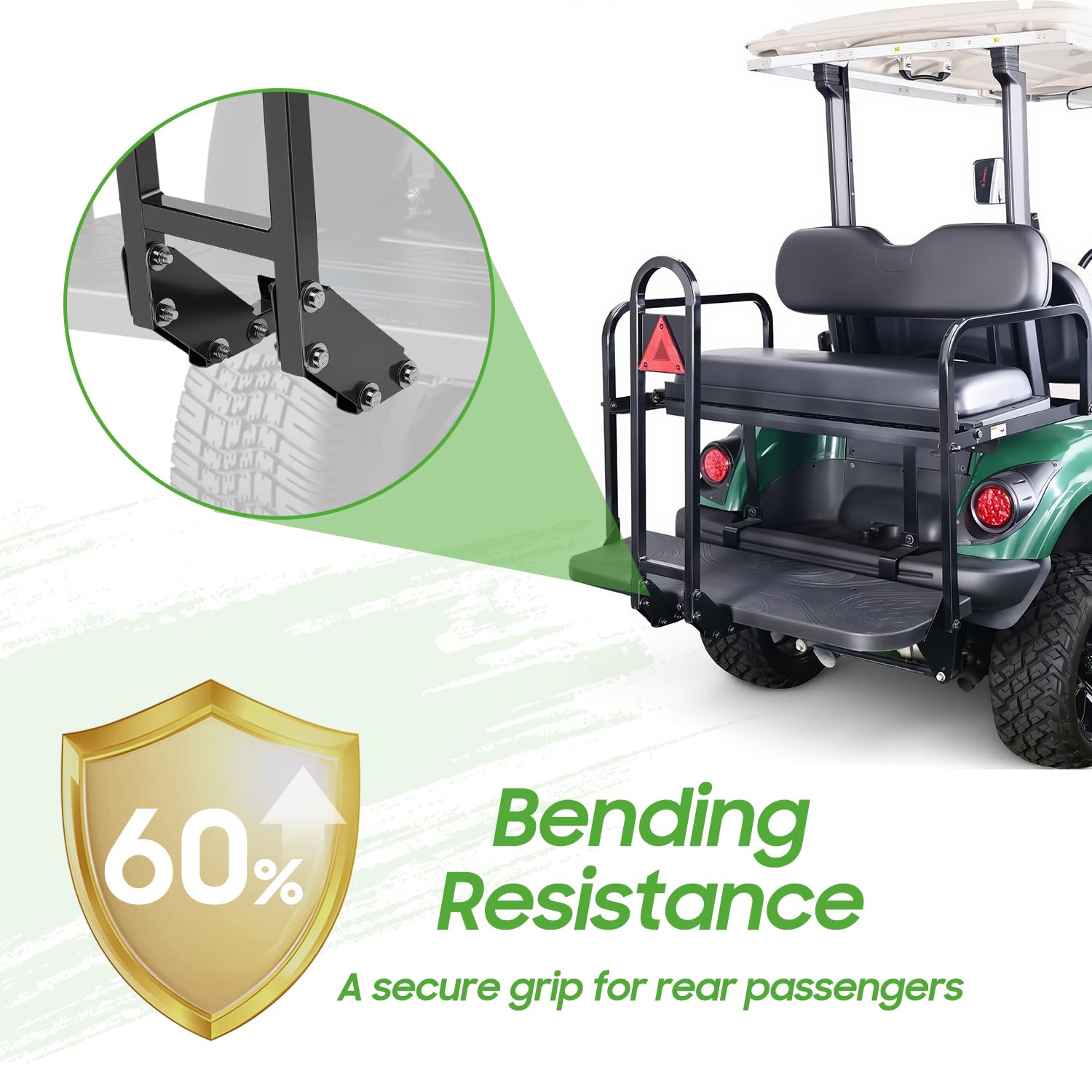 10L0L Golf Cart Barre d'appui de sécurité arrière universelle compatible avec Yamaha Club Car EZGO chariot de golf avec panneau triangulaire réfléchissant