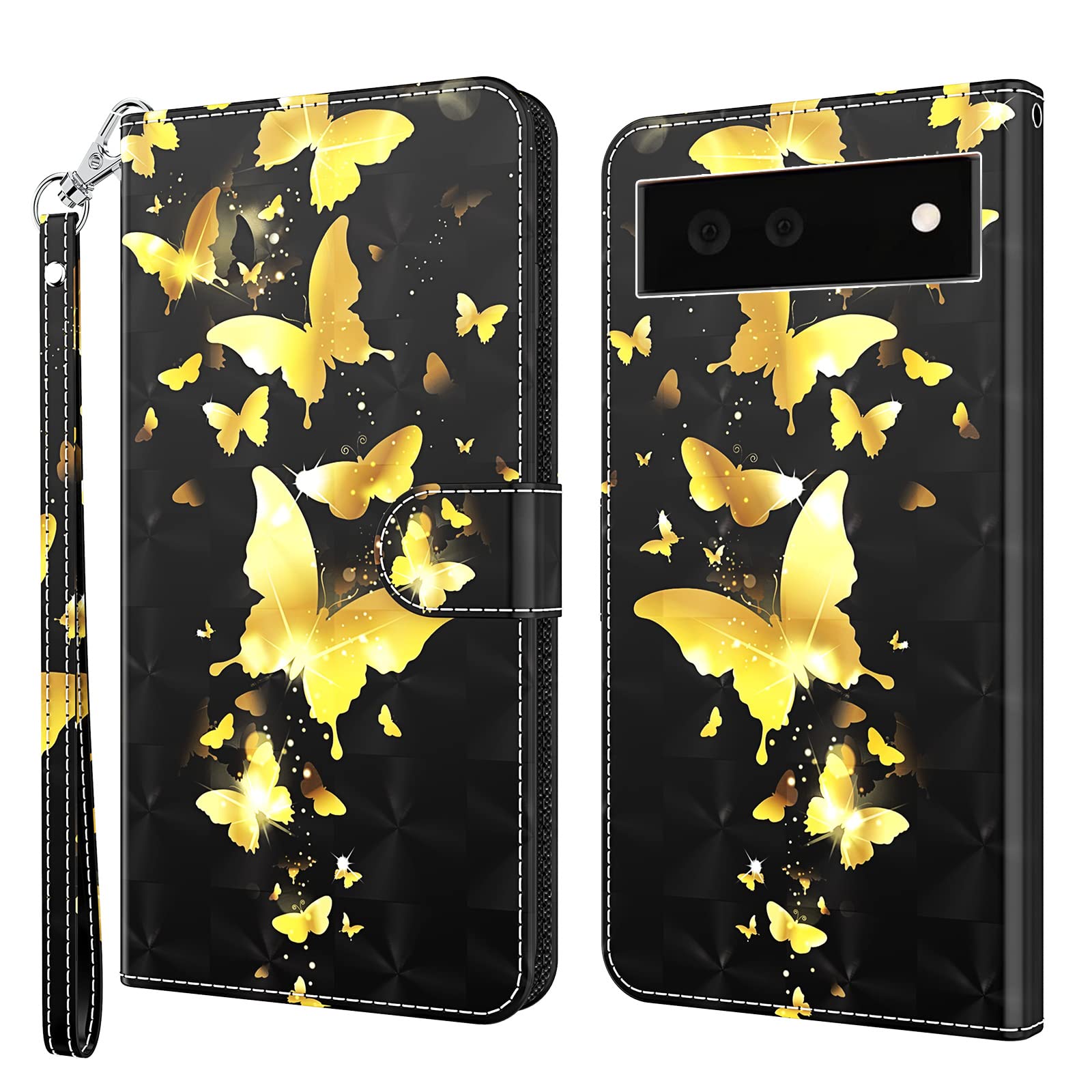 Handyhülle Google Pixel 6 – Klapphülle Aus Leder Mit Magnet, 3 Kartenfächern & Standfunktion – Wallet Case (Katze Design)