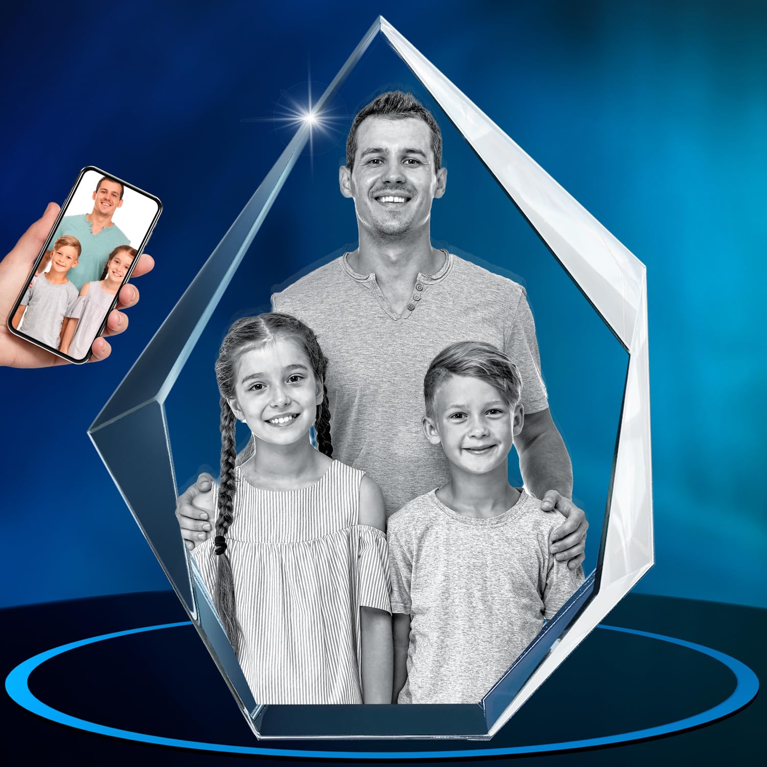 ArtPix 3D Crystal Photo, regalo personalizado con su propia foto, imagen grabada con láser 3D, cristal de corazón grabado, regalos de cumpleaños conmemorativos para mamá, papá, hombres, mujeres