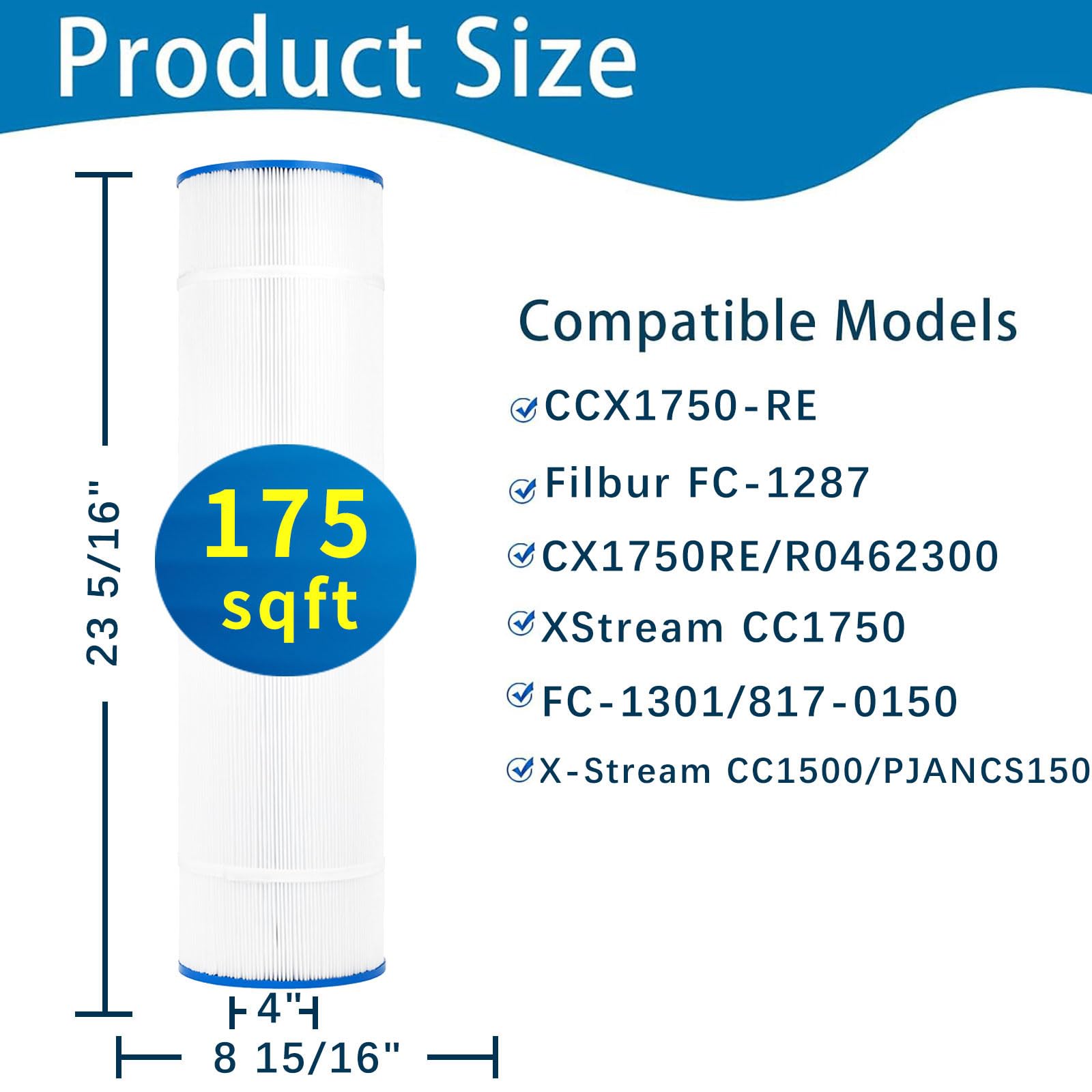 Savener Pool Filter Compatible with Jandy CS150, Hayward X-Stream CC1500, CCX1500RE, PJANCS150, 817-0150, R0462300, C-8414, C-8317, FC-1287, Pro Clean 150, PWWCT150,150 Sq.ft Filter Cartridge 1 Pack