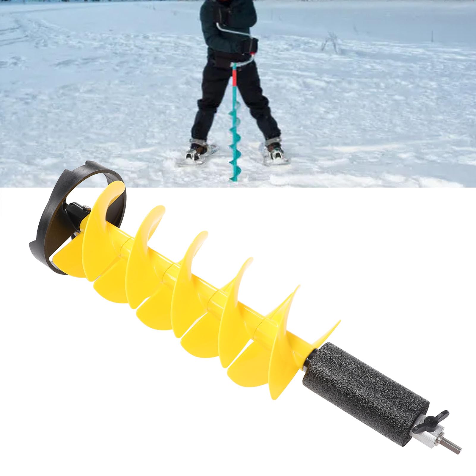 Lokadence Winter Electric Augher Zestaw, nylonowe wiertło lodowe z lokalizacją nylonowego pływającego, rozbijającego lodu wiertarkę, ślimak lodu do głębokiej wody i grubej warstwy