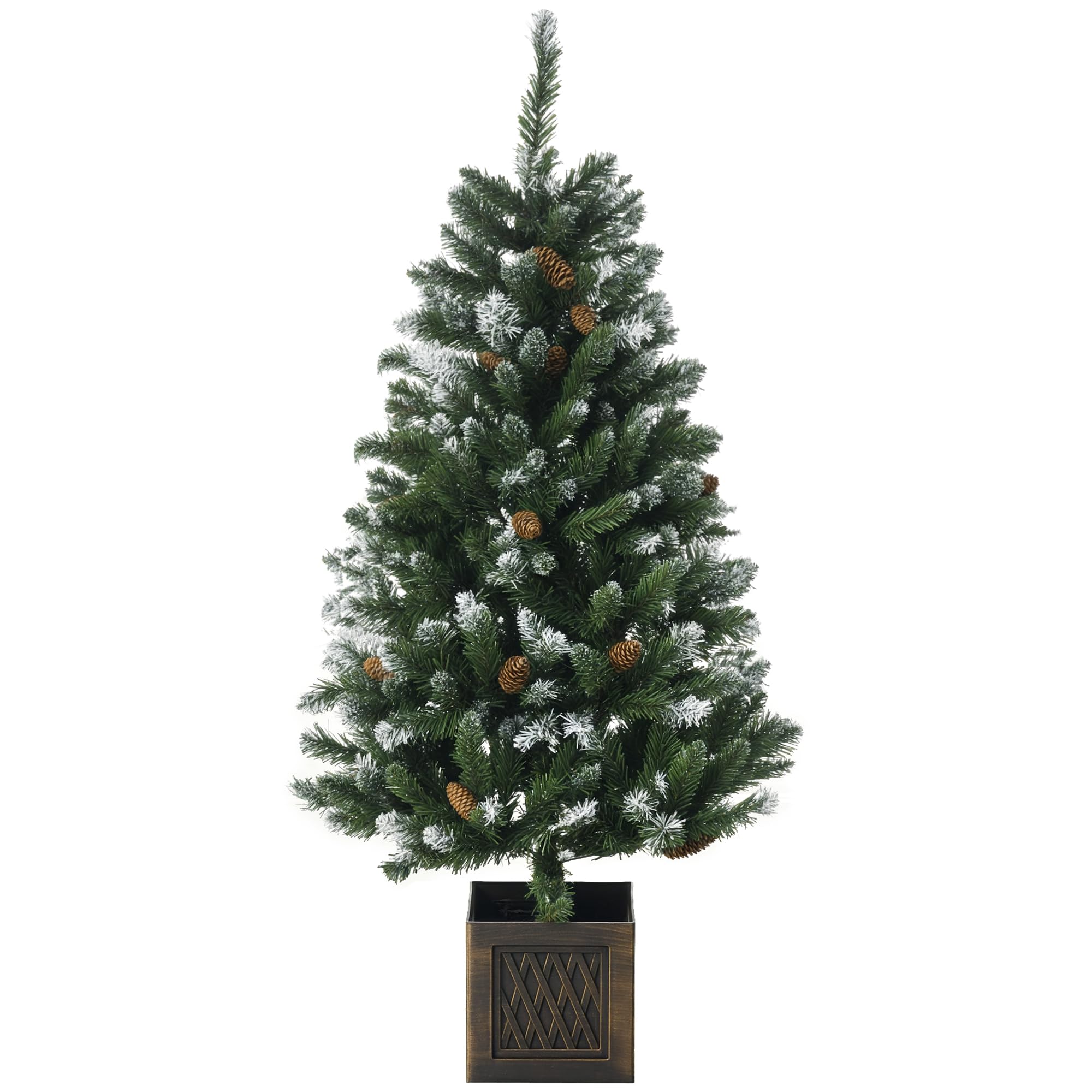 HOMCOM Árbol de Navidad Artificial con Maceta Nevado 20 Piñas 120 cm Verde