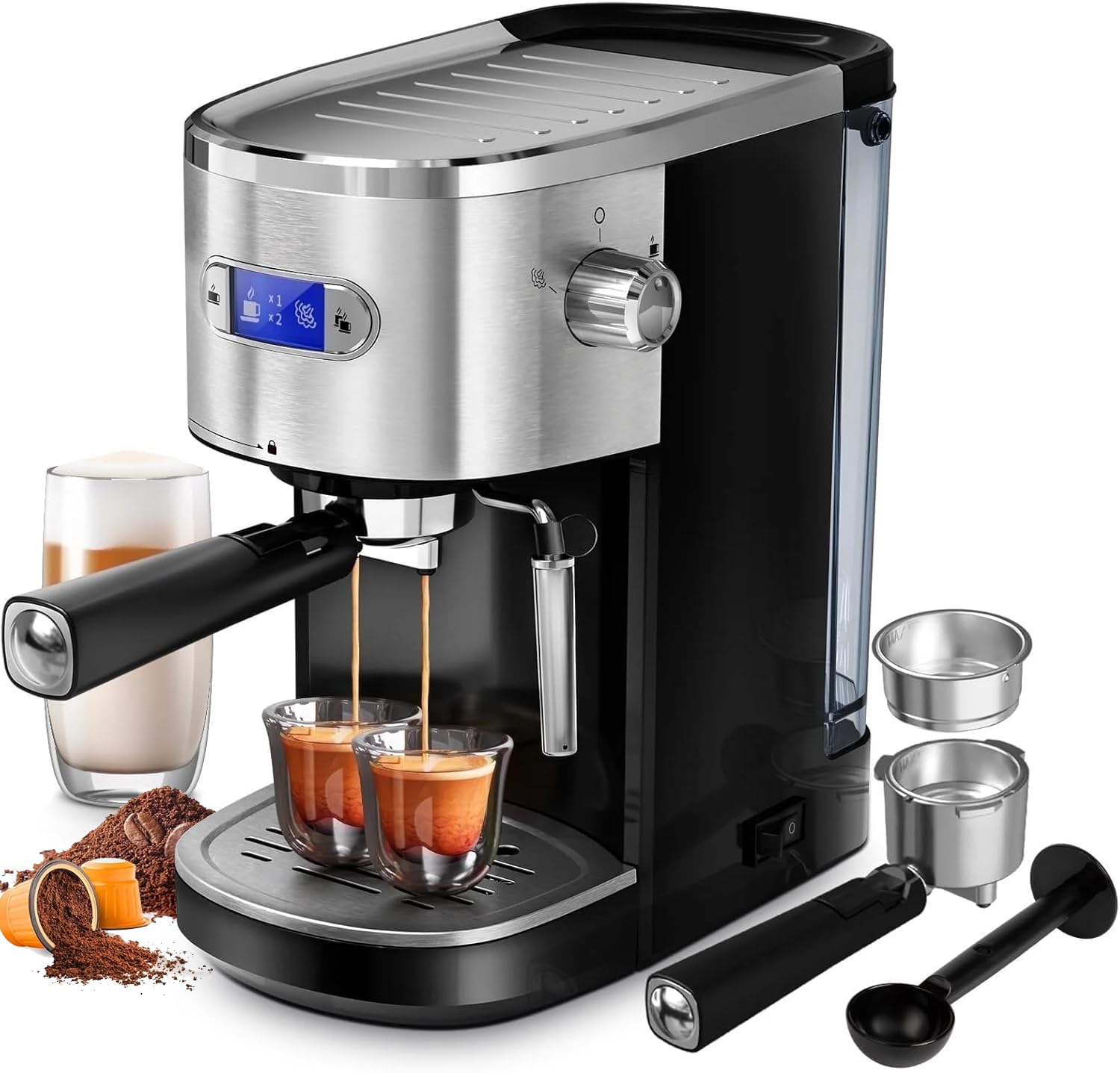 COWSAR Commercial Espresso Machine 20 Bar Compact Espresso Maker with Milk Frother Steam Wand Expresso Coffee Machines with