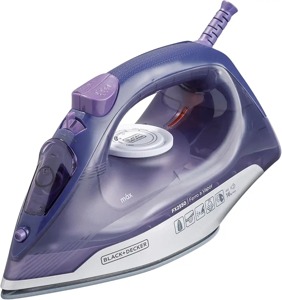 BLACK+DECKER Ferro de Passar Roupa à Seco ou à Vapor, Com Base Ceramic Gliss, Potência de 1200W, Modelo FX2550, 110V