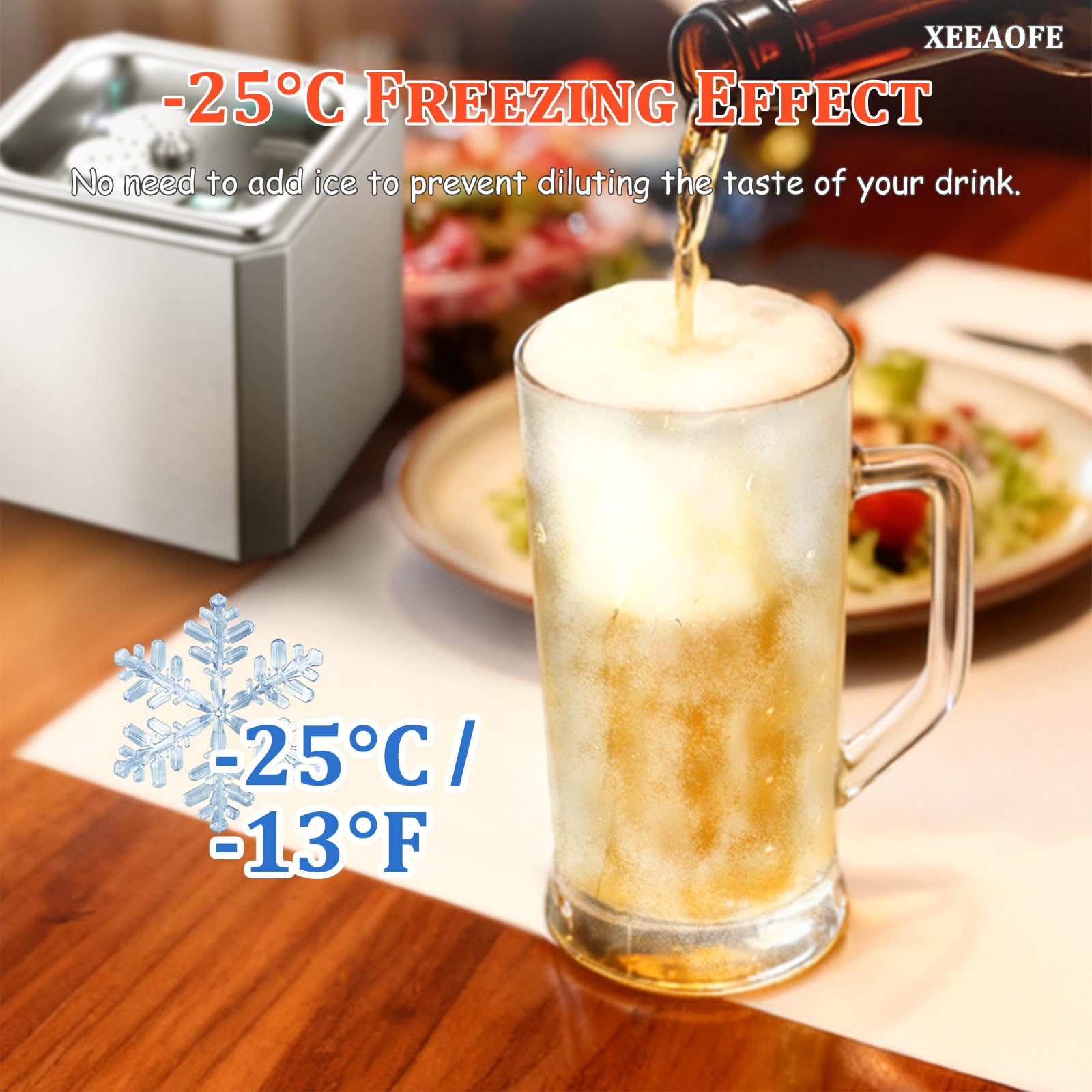 Refrigeratore in acciaio inox per glassare istantaneamente, ideale per cocktail e bar