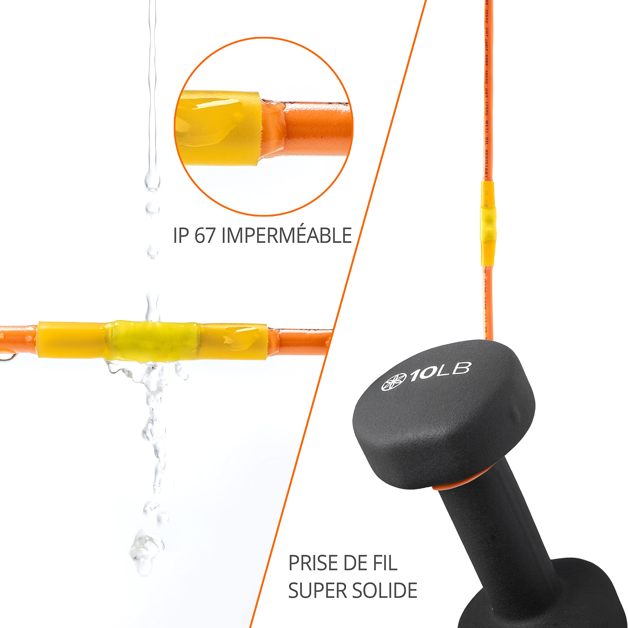 Wirefy 50 Pièces Cosses a Sertir Thermorétractables Bout à Bout - Cosses Électriques Isolés pour Cable sans Soudure - 4-6 mm²