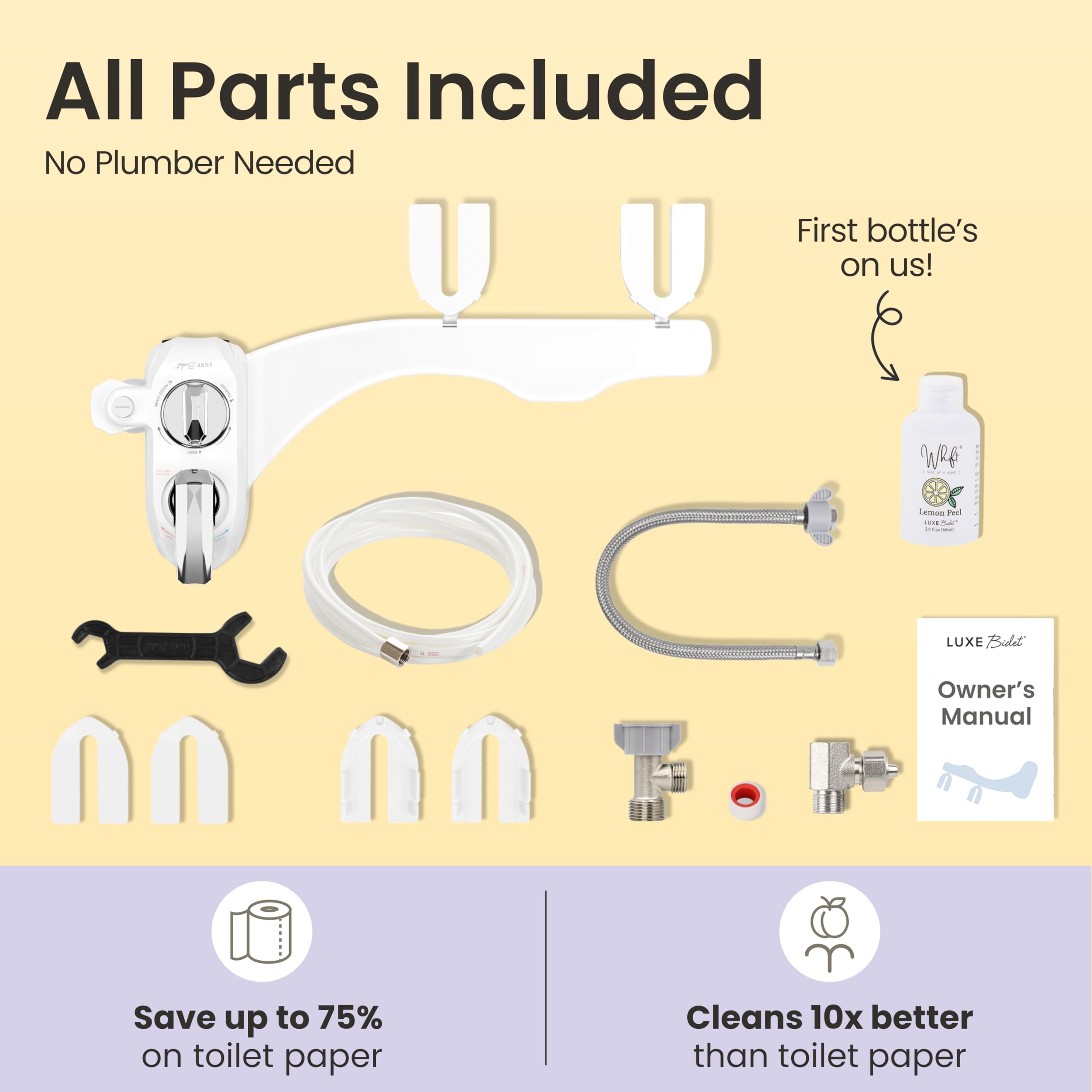 WHIFT 320 Bidet Dual Nozzle Built-In Deodorizing Spray Warm Water Non-Electric Bidet Attachment For Toilet Seat Easy Slide-In — view 8