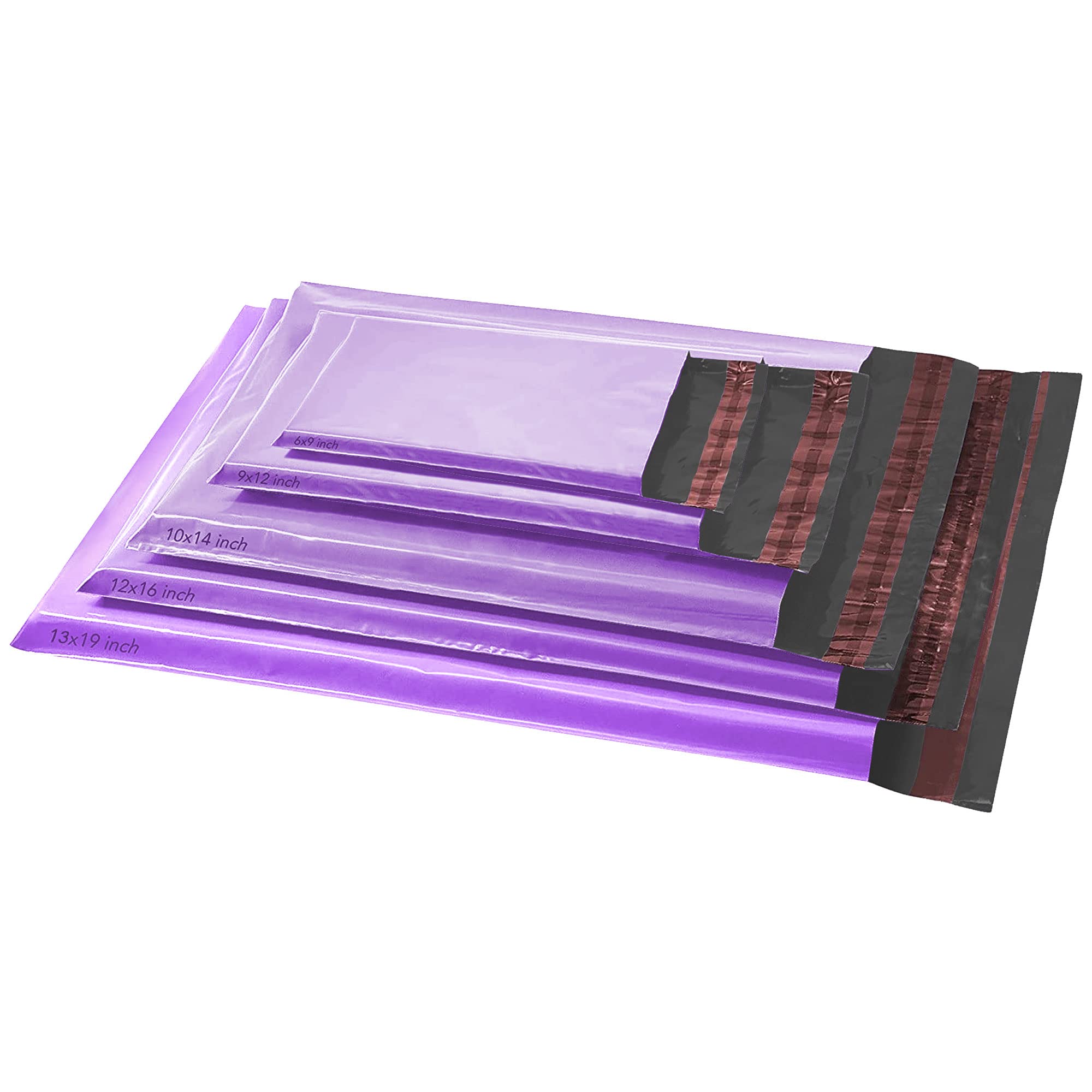 125 Mixed Plastic Mailing Postage Bags, Strong Self Seal Postage Packaging Bag Assorted Size Mailers, Small to Large Mailing Bags for Packaging Shipping Postal Bags, Parcels Packages 5 Sizes Purple