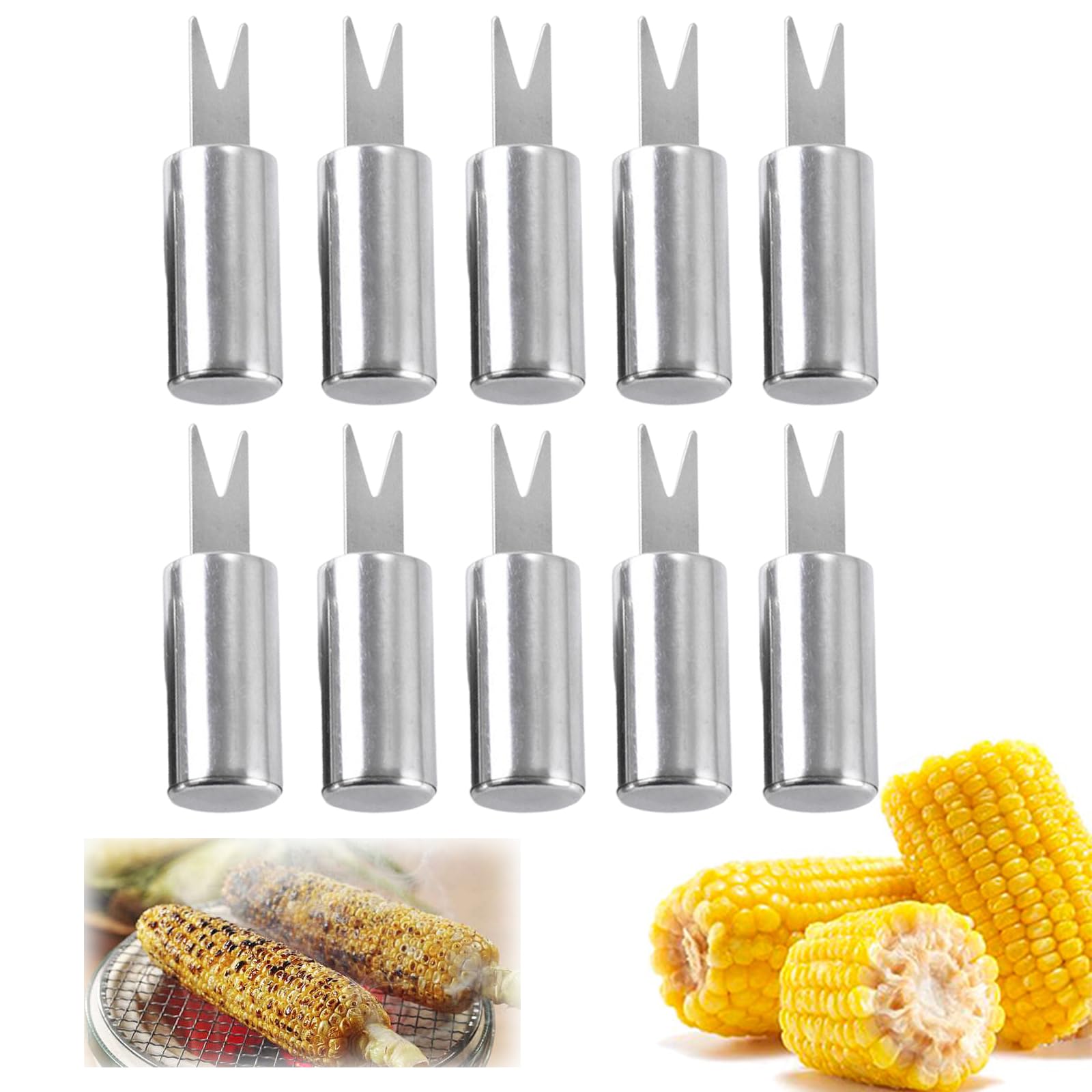 10 Stück Maiskolbenhalter Edelstahl - Grillzubehör Für Mais Vom Grill