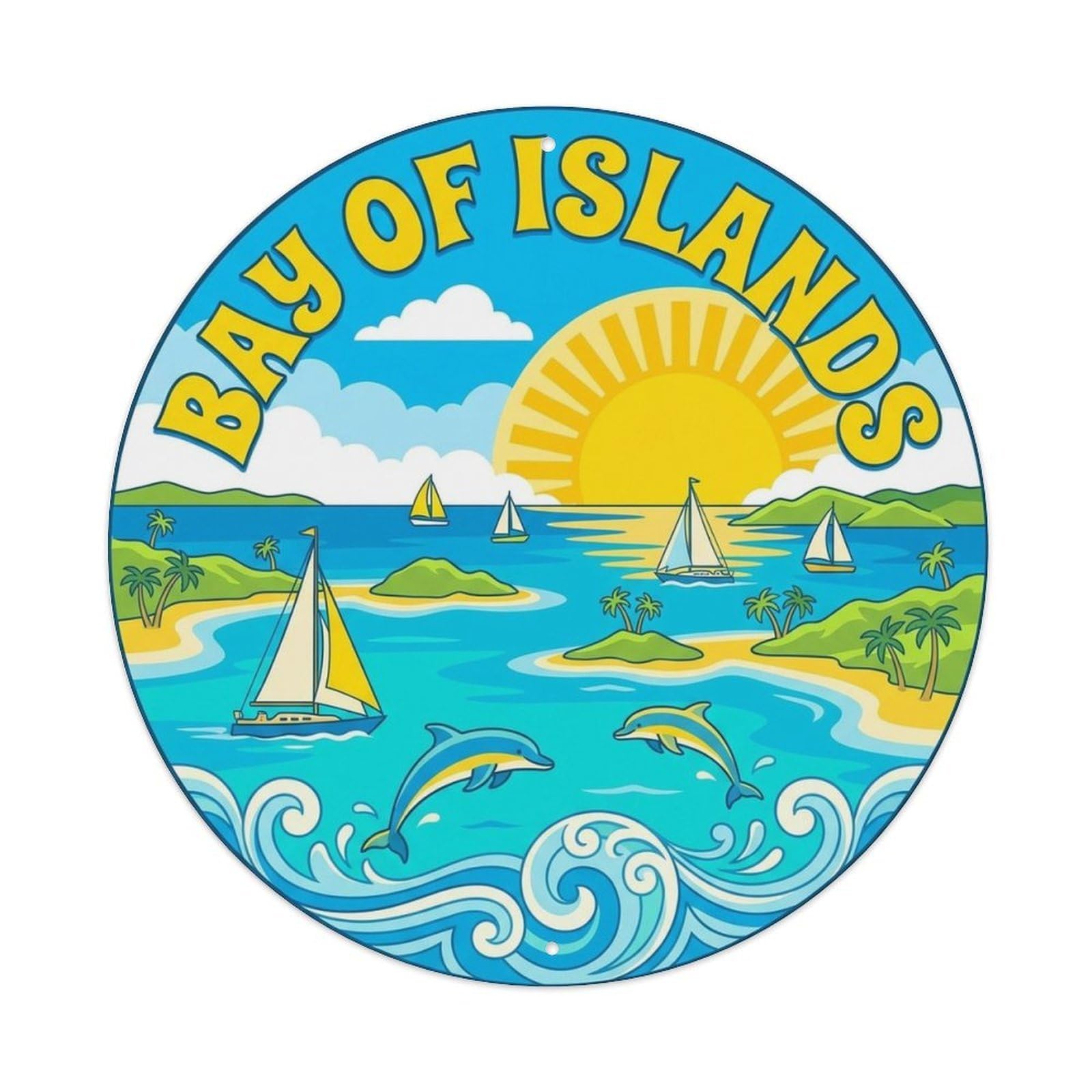 Olyhtr 8X8inch Classic Style Bay Islands New Zealand Travel Mountain Coast Classic Metal Tin Sign