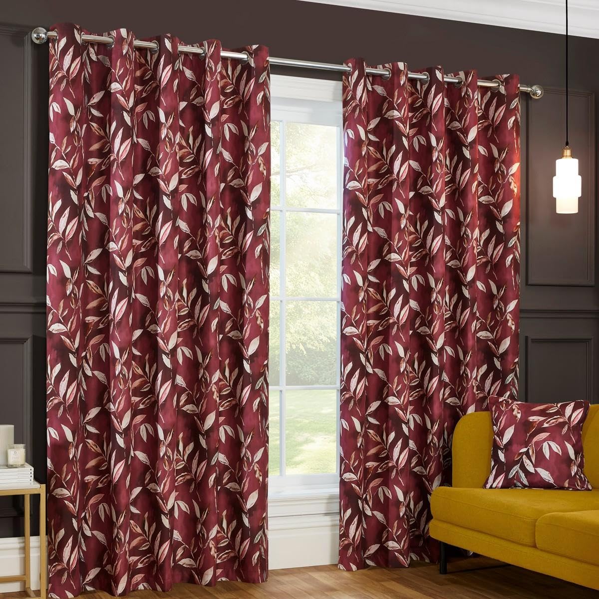 Sundour Light Madrid Wine Blackout Ready Made Eyelet Curtains - Wine - 66X90" - Curtains