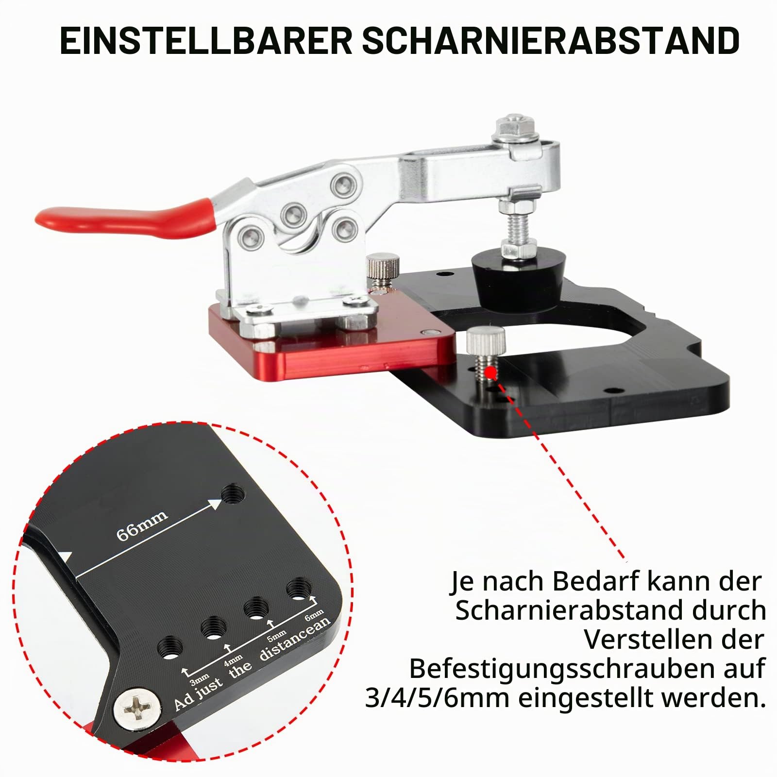 Scharnierlehre 35mm Topfscharnier Bohrer, Verdeckte Scharnierlehre für Türschränke, Bohrlochstanzer, Präziser Verriegelung Holzbearbeitung Dübel Jig, Bohrlehre Locator für DIY Holzbearbeitung
