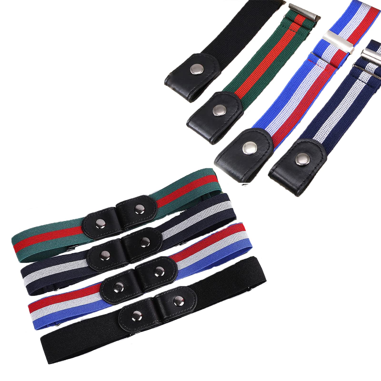 Yaepoip4 Pieces Buckle-Free Invisible Elastic Waist Belts, Comfortable Buckle-Less No Bulge Hassle Invisible Belts