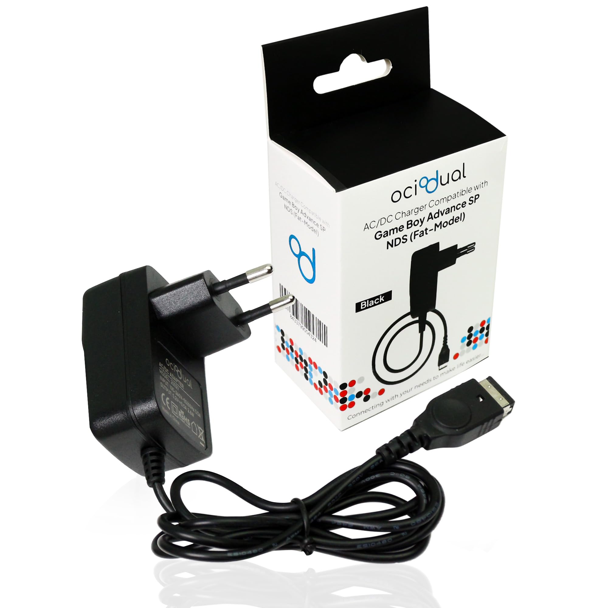 OcioDual Chargeur Secteur Mural Noir Compatible avec DS Game Boy Advance SP NDS Bloc Alimentation Adaptateur de Charge