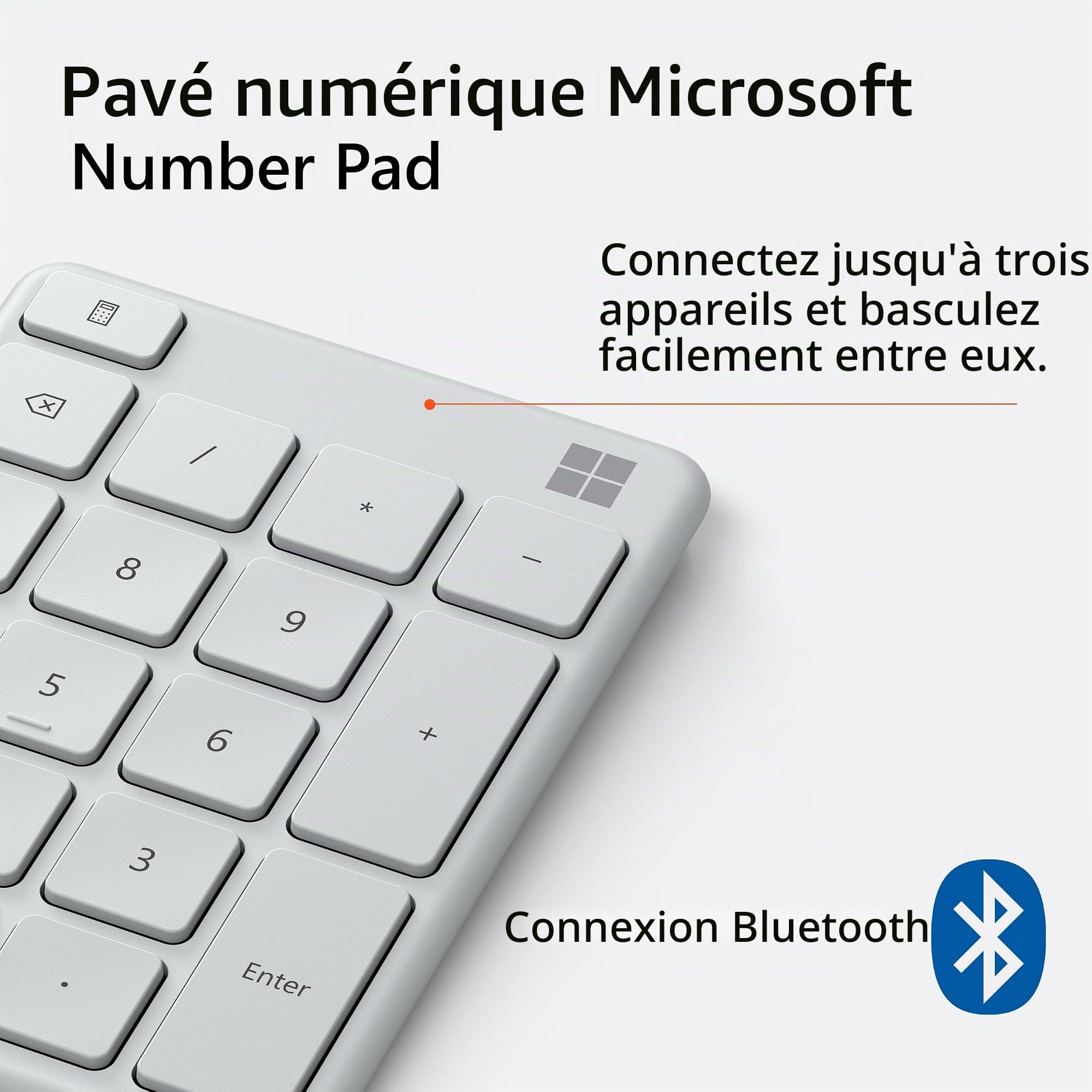 Microsoft Wireless Number Pad - Pavé numérique Bluetooth - Gris Glacier