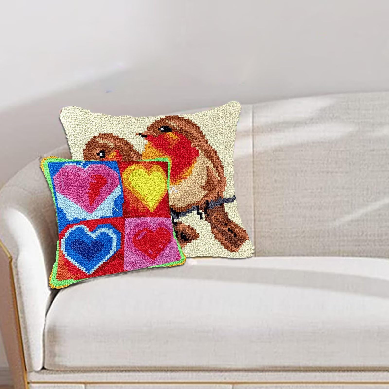 Kit Para Hacer Alfombra O Cojín De Nudos DIY - Incluye Lana, Gancho Y Plantilla, Diseño A Elegir (40x40 O 50 Cm)