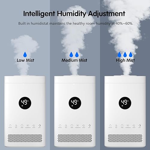 Miniatura 3 de ARLIME Humidificador de niebla fría, humidificador ultrasónico de 3.5 L de llenado superior con pantalla LCD, temporizador, ionizador y filtro