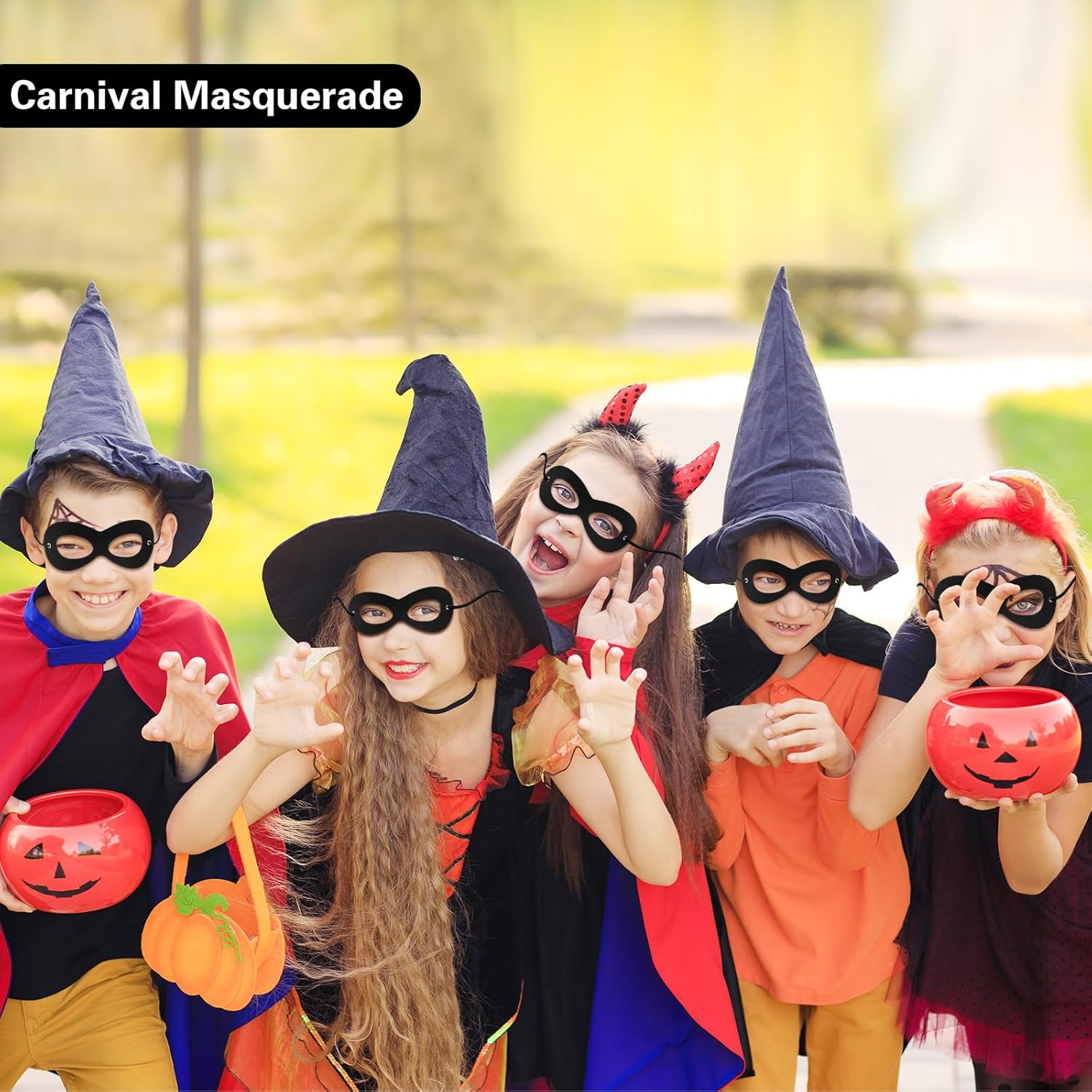 Dyale 6PCS Black Felt Superhero Masks, Adjustable Elastic Rope Half Eye Mask for Adults & Kids - Halloween Party Cosplay (Black) - Image 4