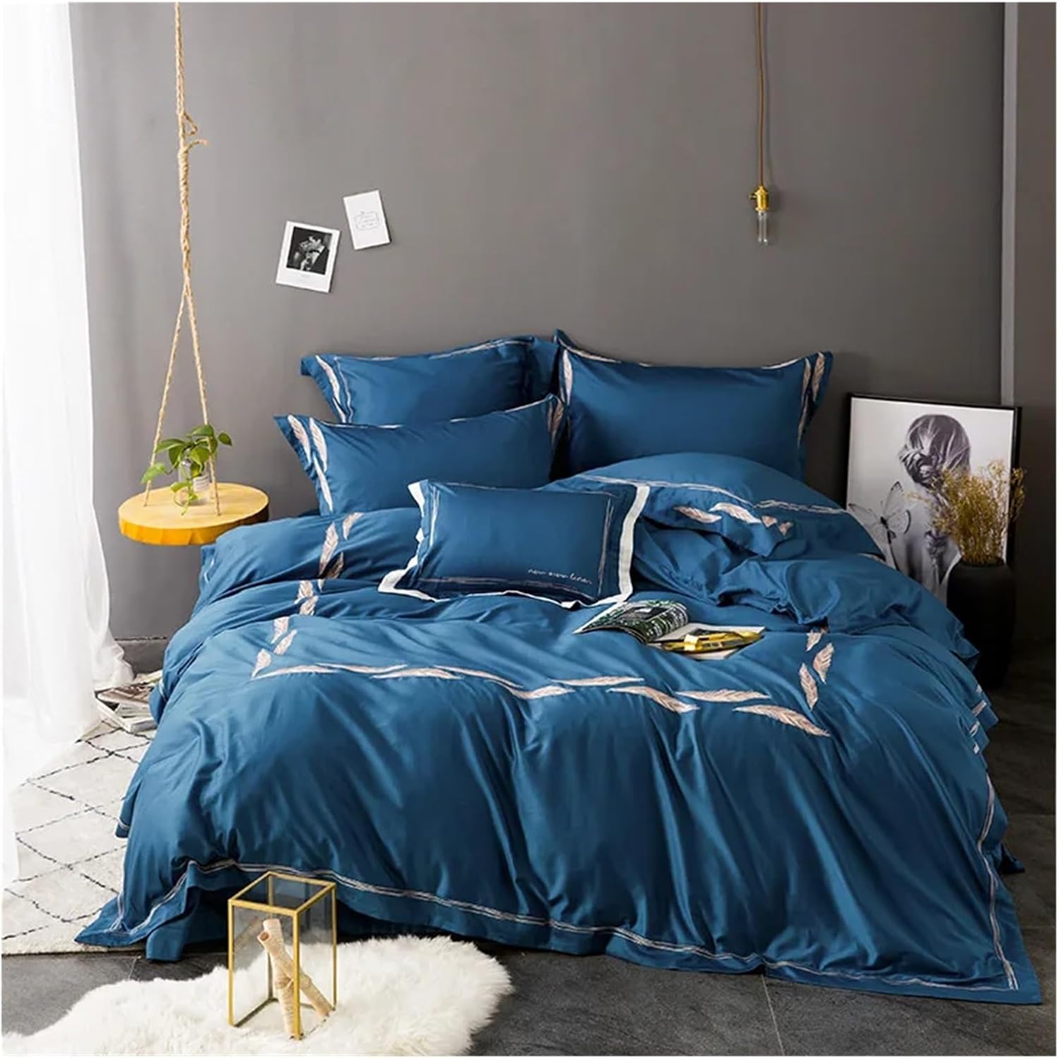 Bed, Bedding Set Egyptian Cotton Bedclothes Embroidery Bed Linens Duvet Cover Set Bed Sheet 4pcs, MM-102