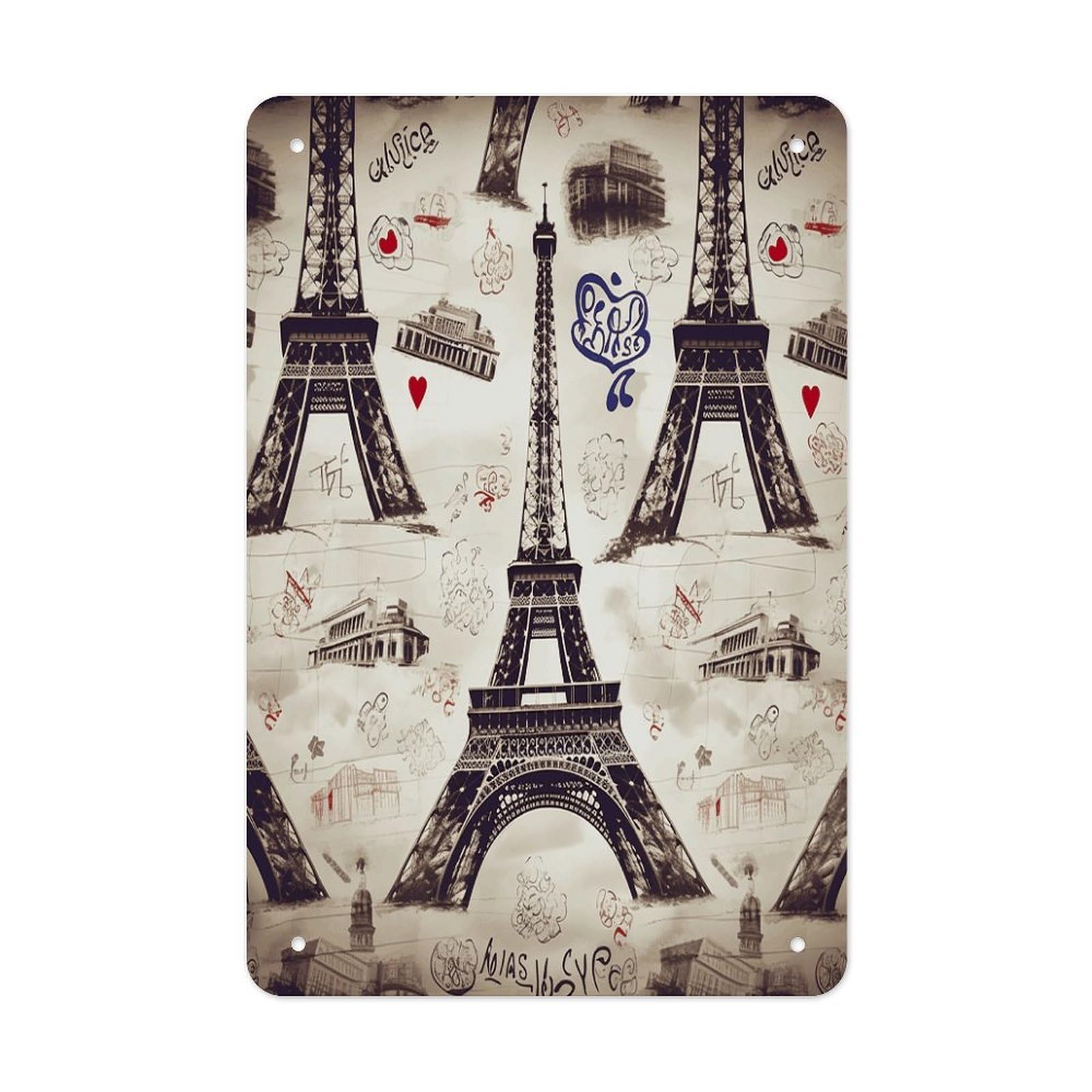VstaDank French Paris Tour Eiffel Tower Metal Tin Signs Personalized Wall Art Prints Decoration Art Poster Funny Vintage Tin Sign Iron Sheet Painting Metal Signboard Decor Painting for Wall Decor