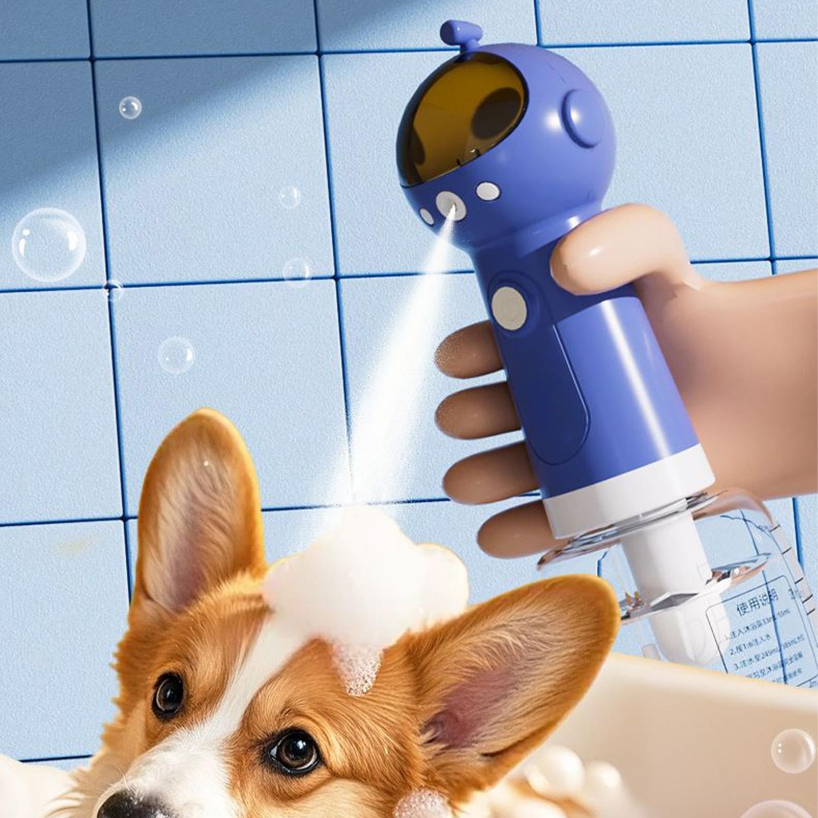 Hundeseifen Sprüher - 20x10 cm Shampoo Aufschäumer, Waschflasche Für Draußen Haus Salon, Katze Waschbecken, Bad Fellpflege, Dusche Kompakt Verstellbare & Düse Tragbares Reinigungsgerät