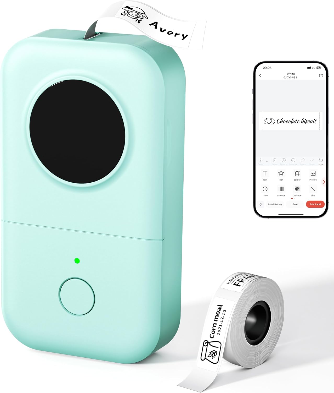 Phomemo D30 Bluetooth etiketirni tiskalnik, črn, samolepilni