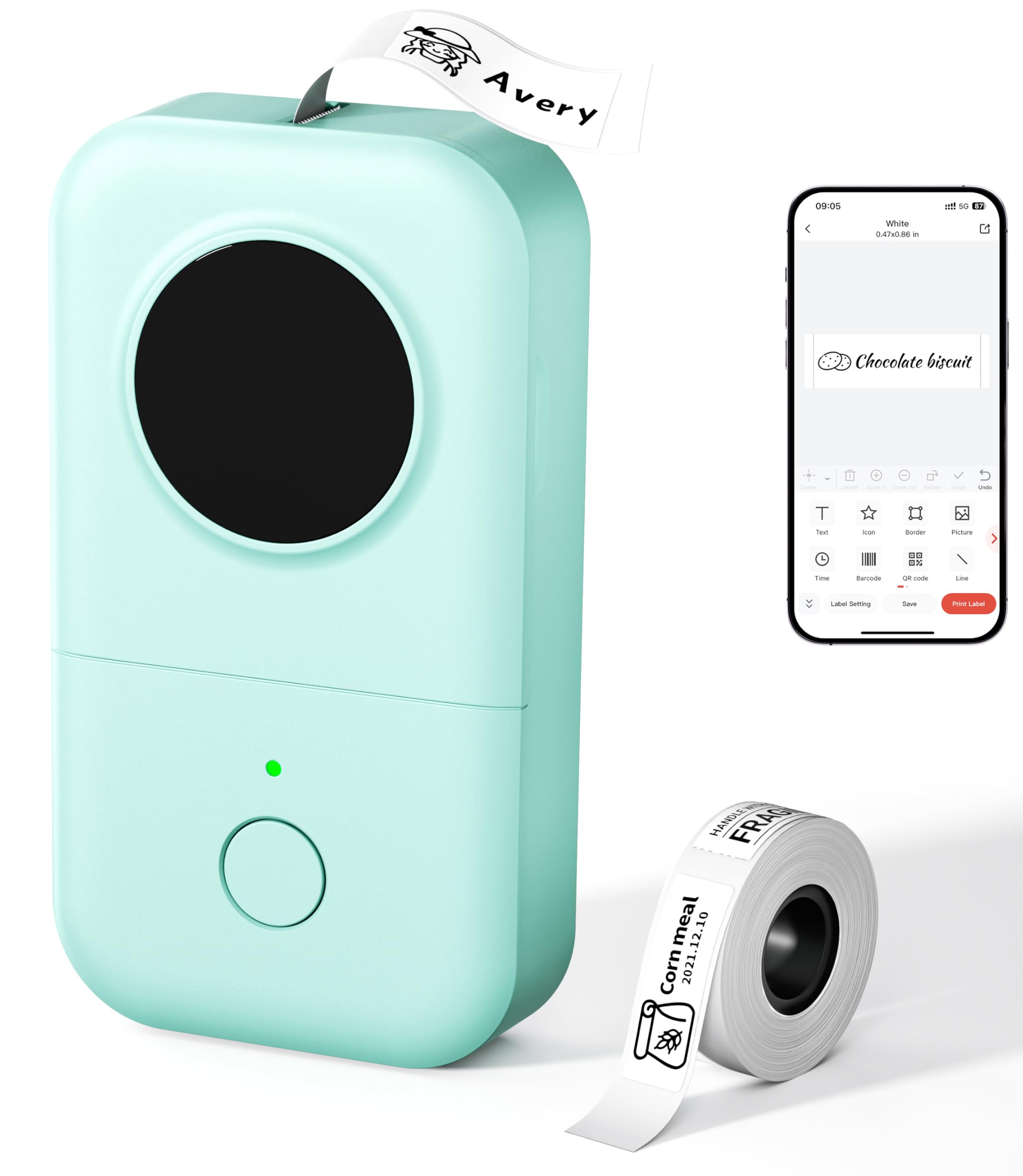 Phomemo D30 Etikettenprinter Bluetooth Label Maker Machine Zelfklevende Etiketteerapparaat Mini labelprinter voor Thuis, Keuken, School, Kantoor, Etikettenprinter Compatibel met iOS & Android