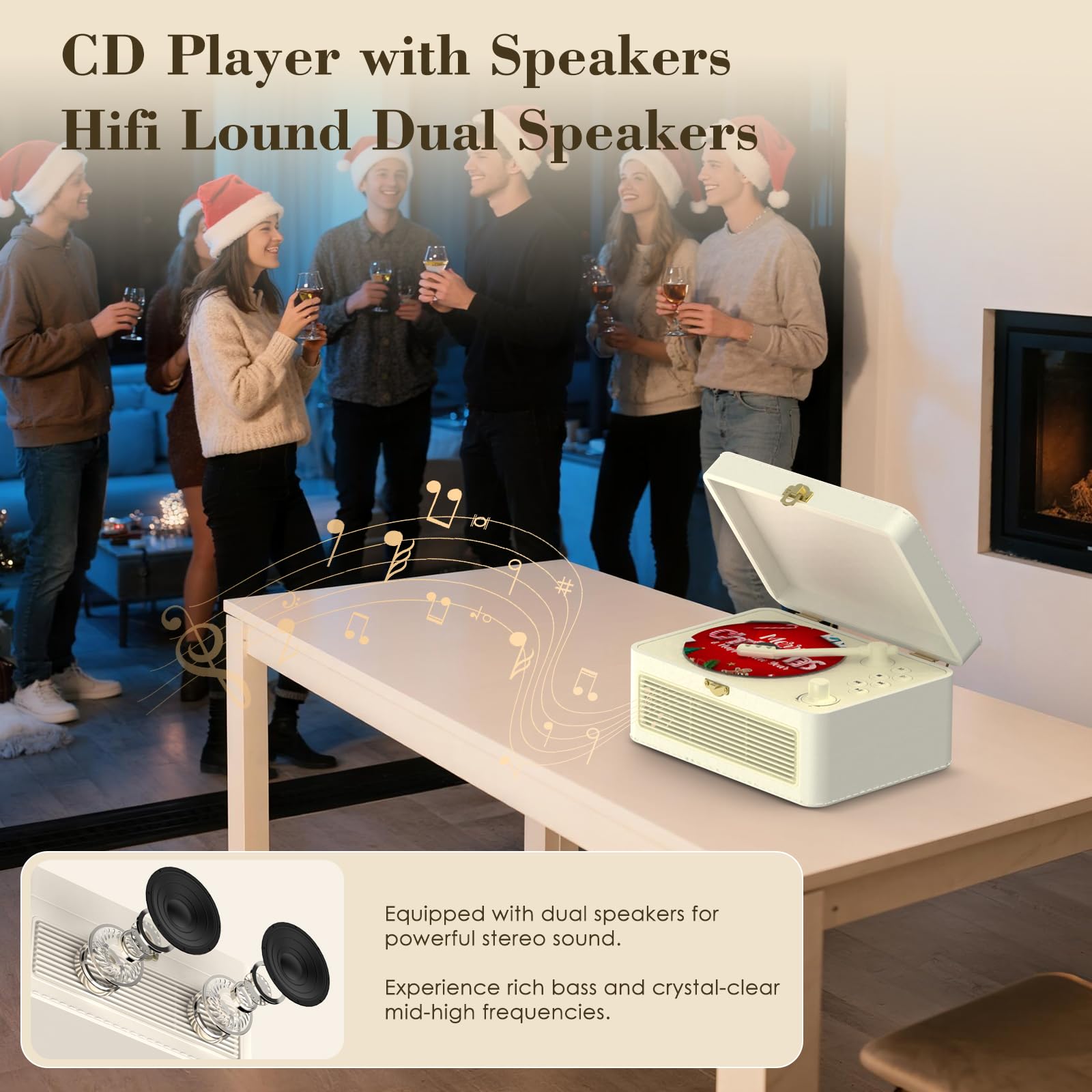 Lecteur CD Portable Bluetooth: Kegaudio Lecteurs CD Enfant avec Haut-Parleur, Radio, Télécommande Compatible USB/AUX Prise Casque (Blanc)
