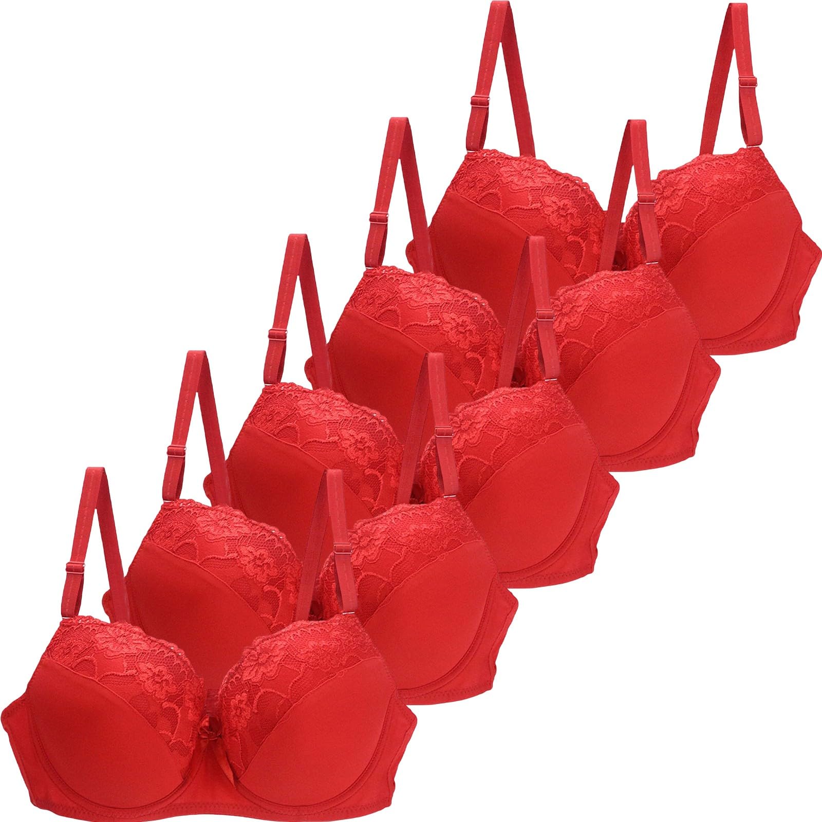 Cocila Reggiseno Push Up 34/75 36/80 38/85 40/90 42/95 44/100 con Coppa Bcde Sexy in Pizzo per Donna Lingerie Taglie Forti (4 Pezzi) Reggiseni Invisibili Color Carne con Capezzoli Sportivo Donna