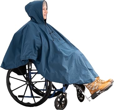Care Active Premium Packable Wheelchair Poncho, Waterproof Full Cover Rain Jacket for Wheelchairs or Scooters