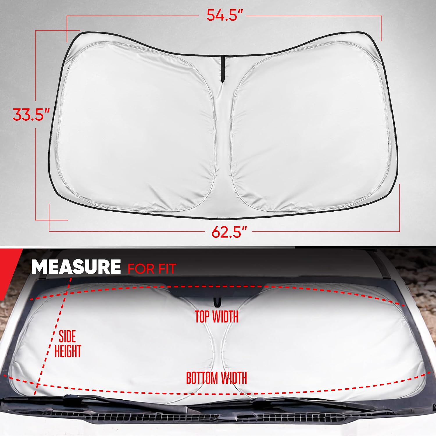 Motor Trend Custom Fit Ford F150 Sun Shade for Windshield 2015-2020 Ford F150 Accessories - Car Accessories Foldable Front Windshield Car Sun Shade - Automotive Interior Sunshade Visor UV Protection