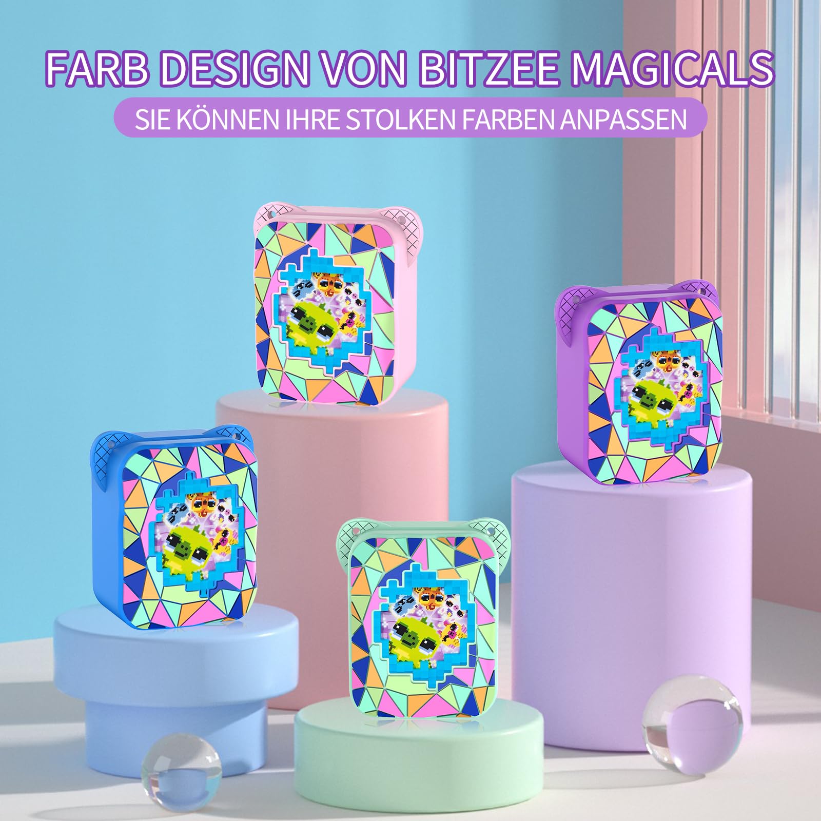 Schutzhülle für Bitzee Magicals Digital Pet, MOWYEOK rutschfeste und Kratzfeste Silikon Schutzhülle für Digitale elektronische Haustierhülle von Bitzee Magicals, Mit Lanyard (Lila)
