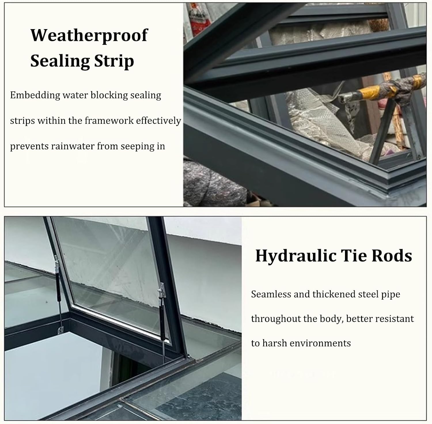 Sloped Flat Roof Cover Skylight Window Attic Sun Room Underground Lighting Well Window with Aluminum Alloy and Tempered Glass(100x100CM/39.4x39.4in)