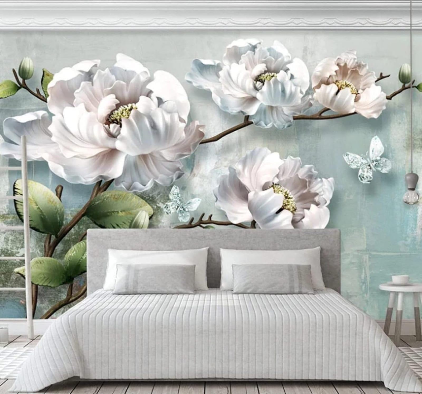 XLMING Minimalist Three Dimensional Relief Flowers Butterflies 3D Wallpaper Luxury Home Dining Decor Paste Sofa Living Room The Wall for Bedroom Mural-300cm×210cm