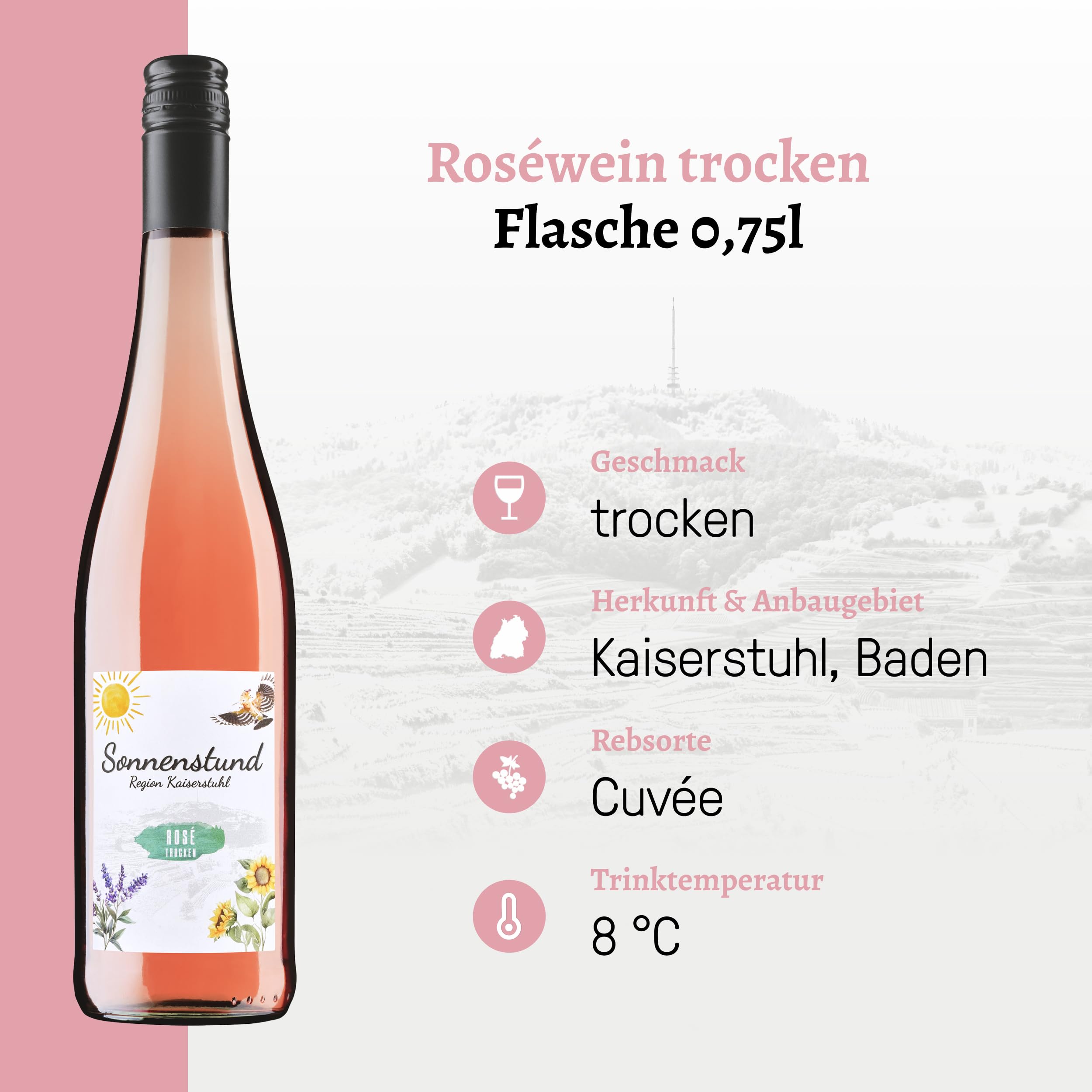 Oberrotweiler Rosésüchtig Wein-Paket - Roséwein & Rosé Sekt vom Kaiserstuhl - Probierpaket, als Geschenk für Wein Liebhaber & besondere Anlässe (6 x 0,75 l)