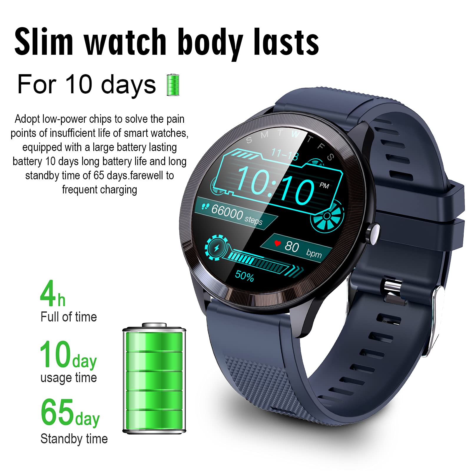 Reloj inteligente, 1.28''HD Fitness Tracker con pantalla táctil Monitor de ritmo cardíaco Cámara Control de música, reloj deportivo Bluetooth para mujeres y hombres, IP68 impermeable SmartWatch