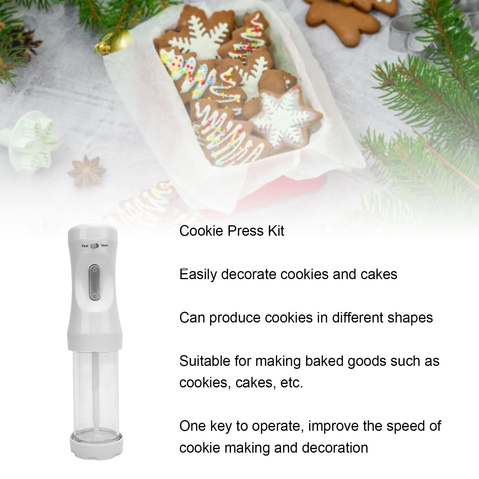 Kit pressa per biscotti elettrica con 12 dischi 4 punte Materiale ABS Facile da usare Multifunzionale per gli appassionati di Principianti