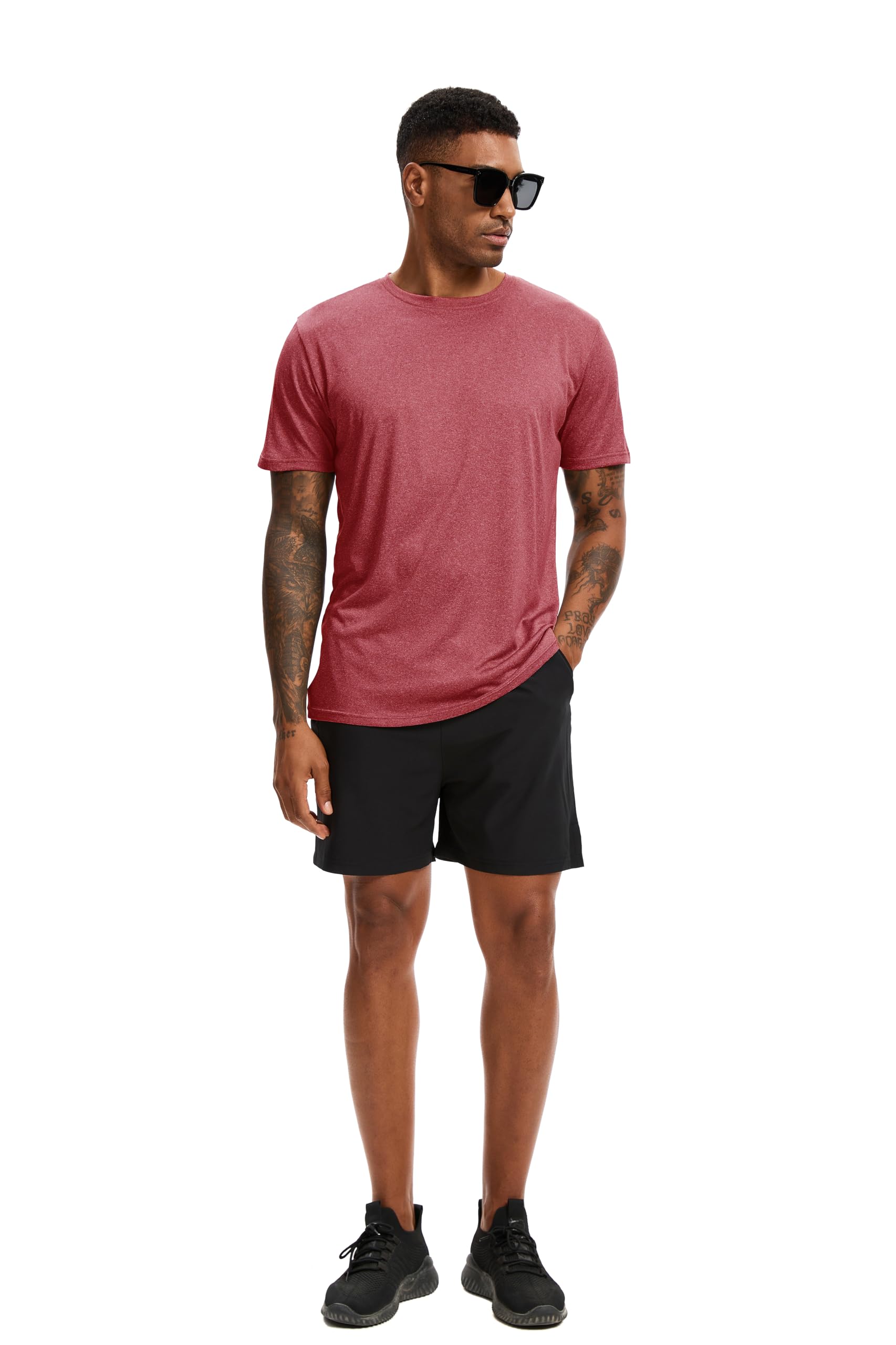 5 Pack Tee Shirt Homme UPF 50+ Anti UV Sport Tshirt Manches Courtes Séchage Rapide Respirant T Shirt Sport Fitness Gym T-Shirt